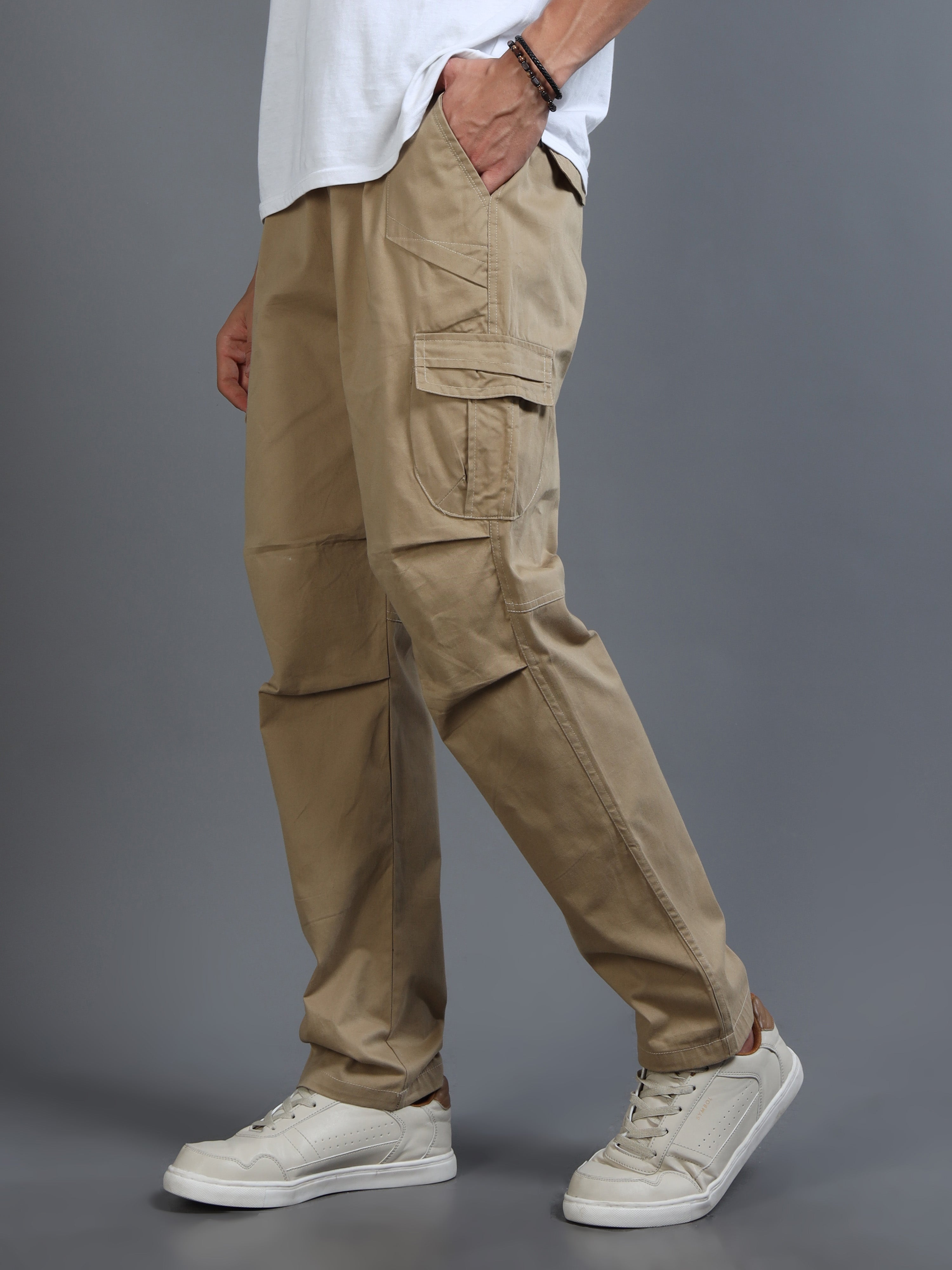 Men's Beige Convertible Cargo Pants