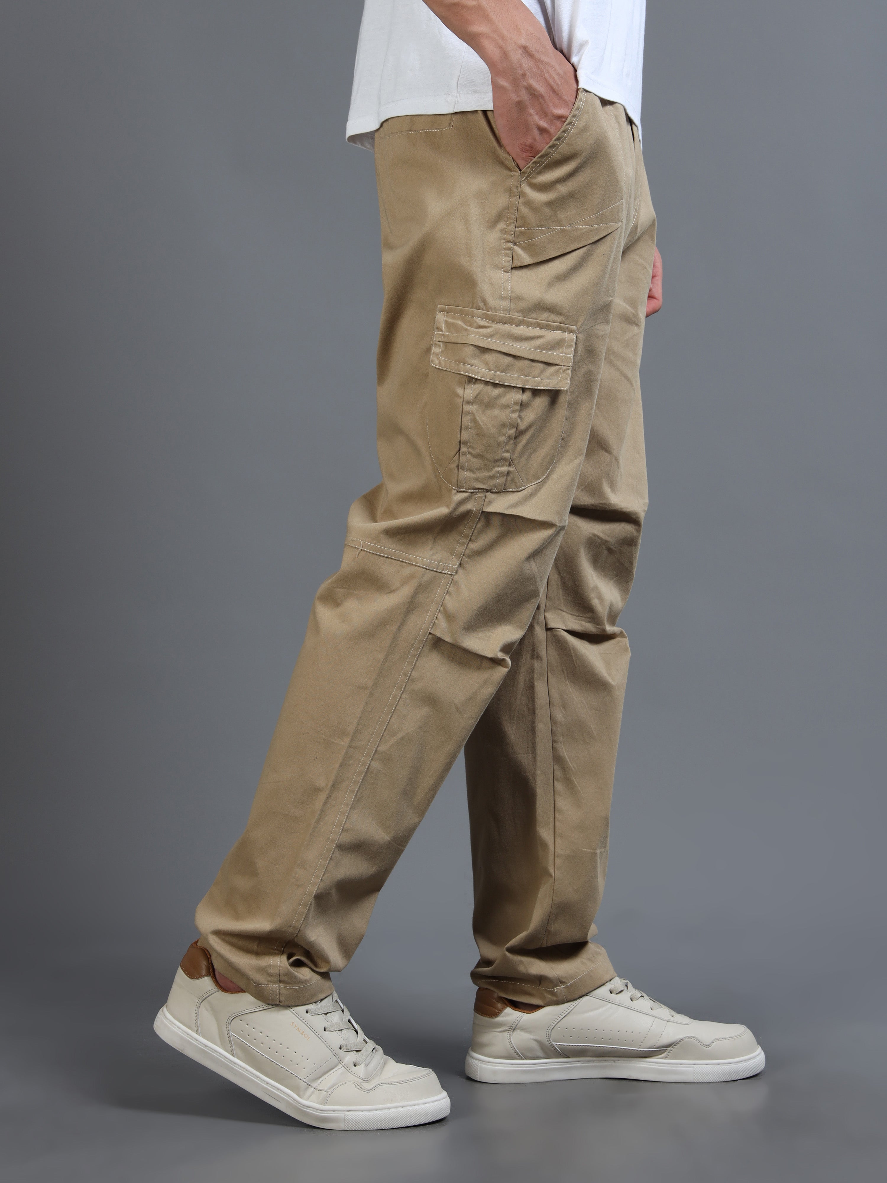 Men's Beige Convertible Cargo Pants