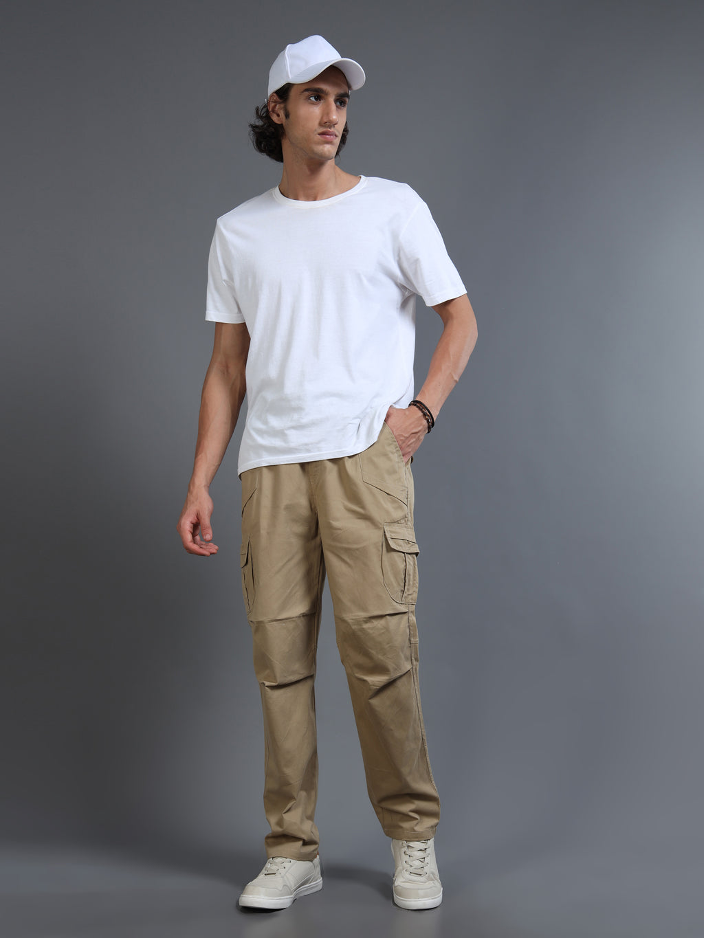 Men's Beige Convertible Cargo Pants