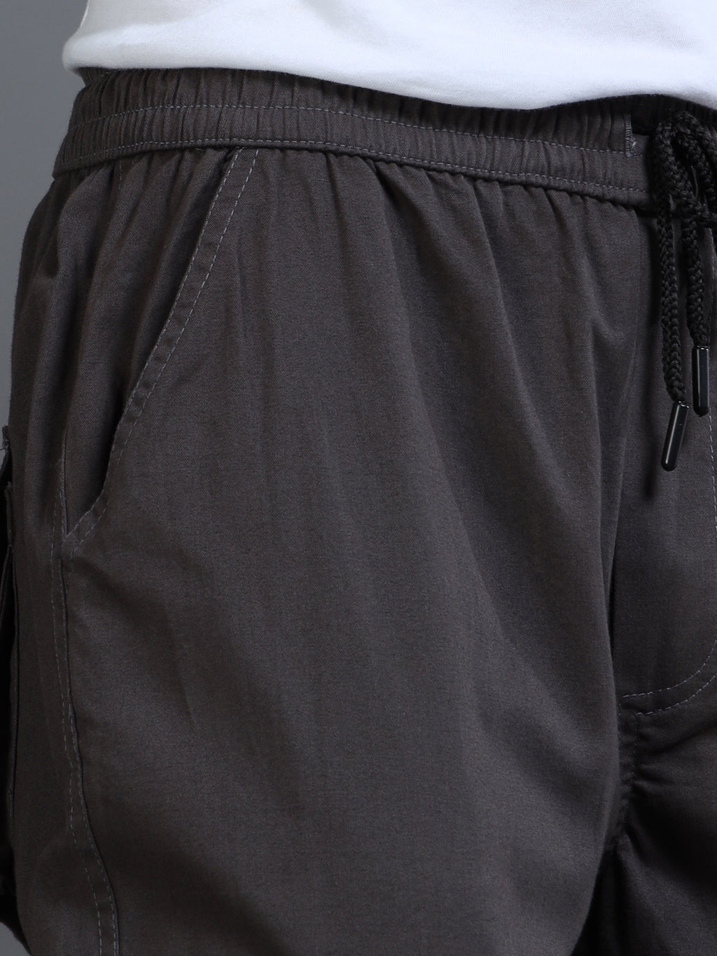 Men's Charcoal Grey Straight-Leg Cargo Pants