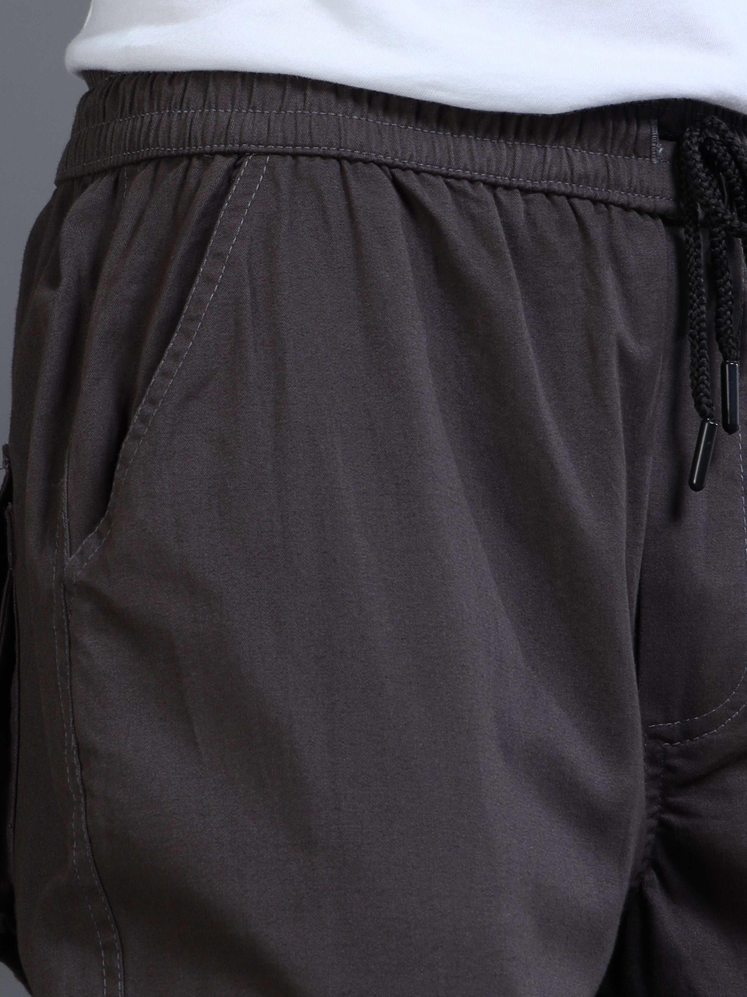 Men's Charcoal Grey Straight-Leg Cargo Pants