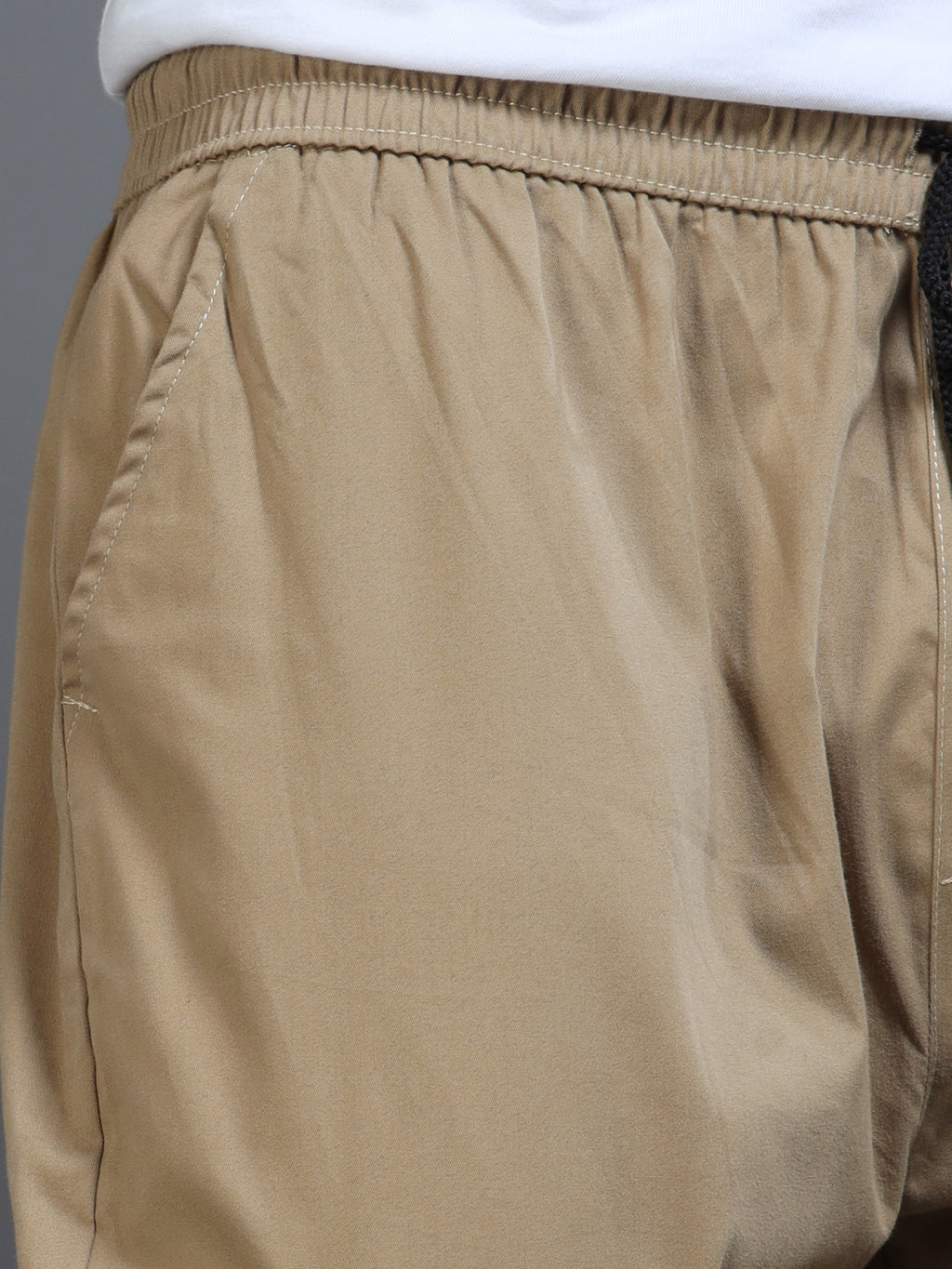 Men's Beige Rear Cargo Trousers