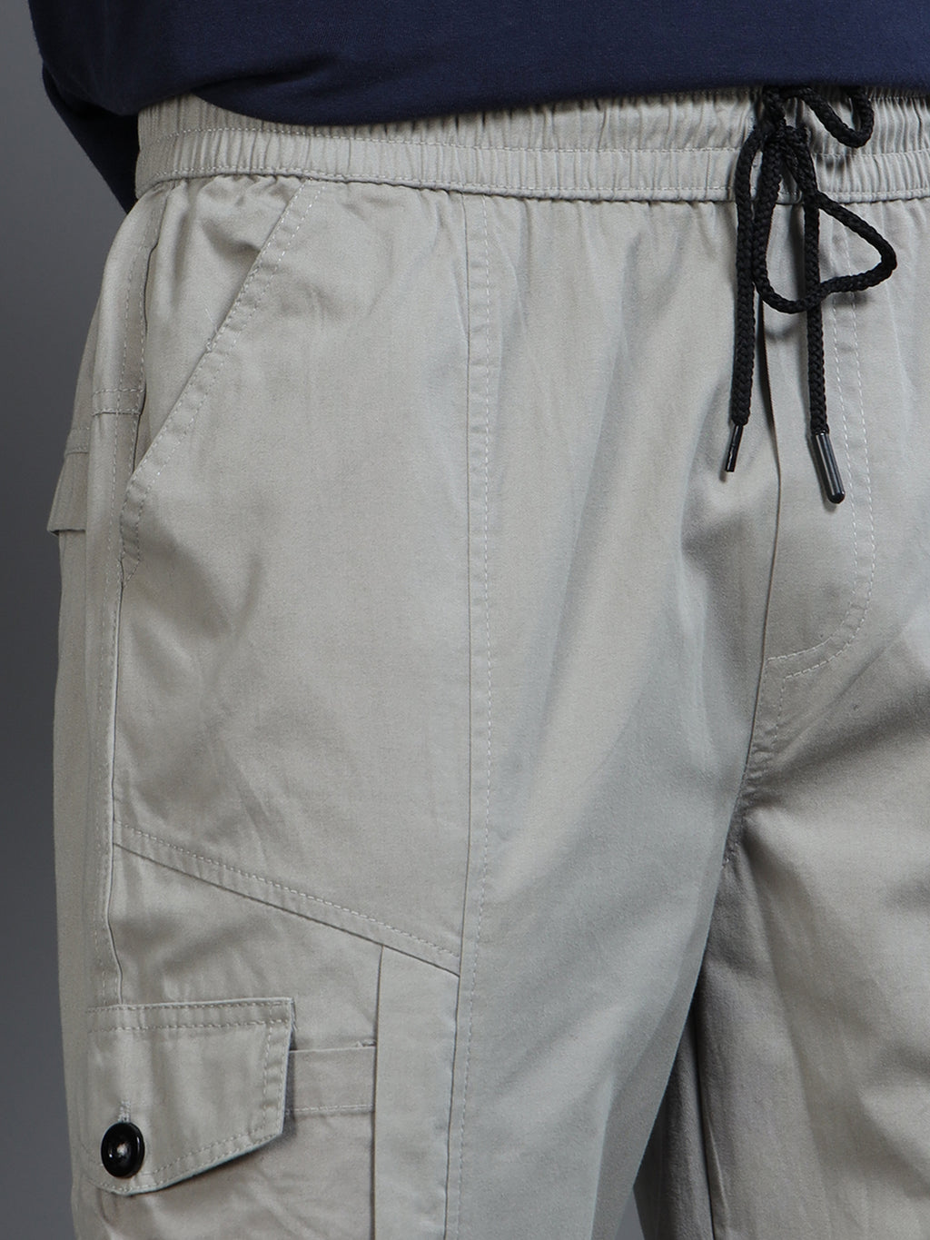 Men Slim Fit Grey Cargo Trousers
