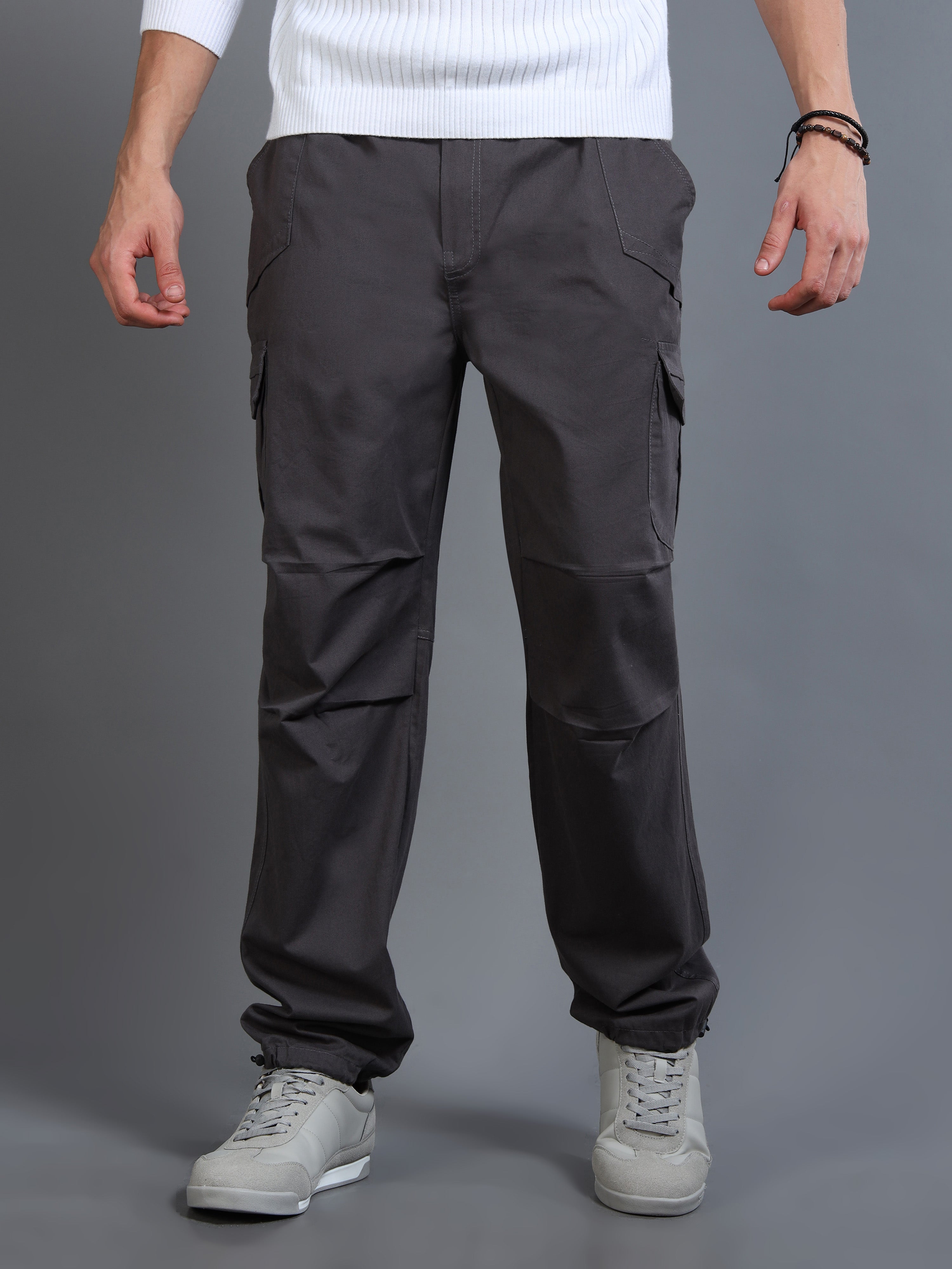 Men's Charcoal Grey Convertible Cargo Pants