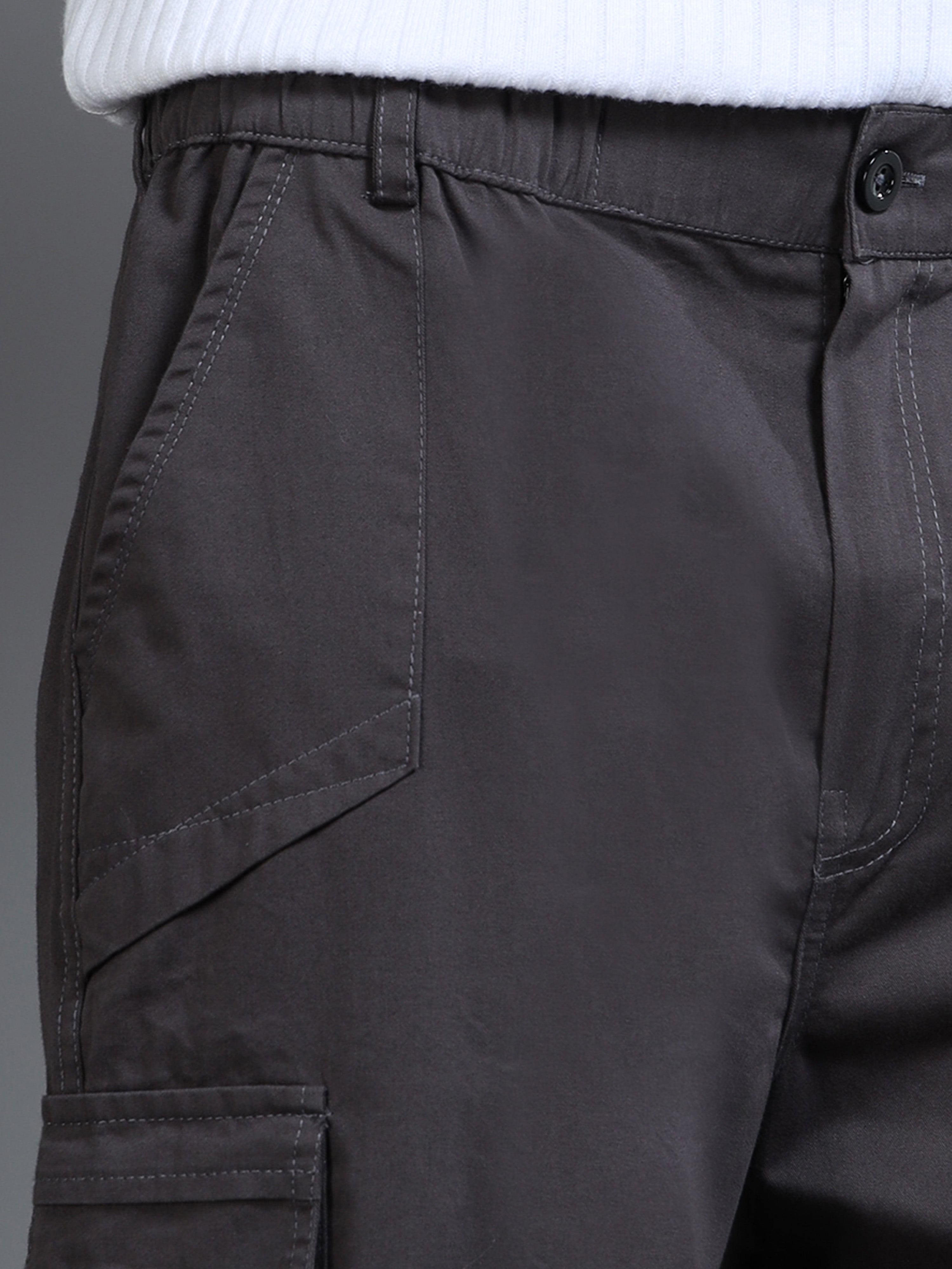 Men's Charcoal Grey Convertible Cargo Pants