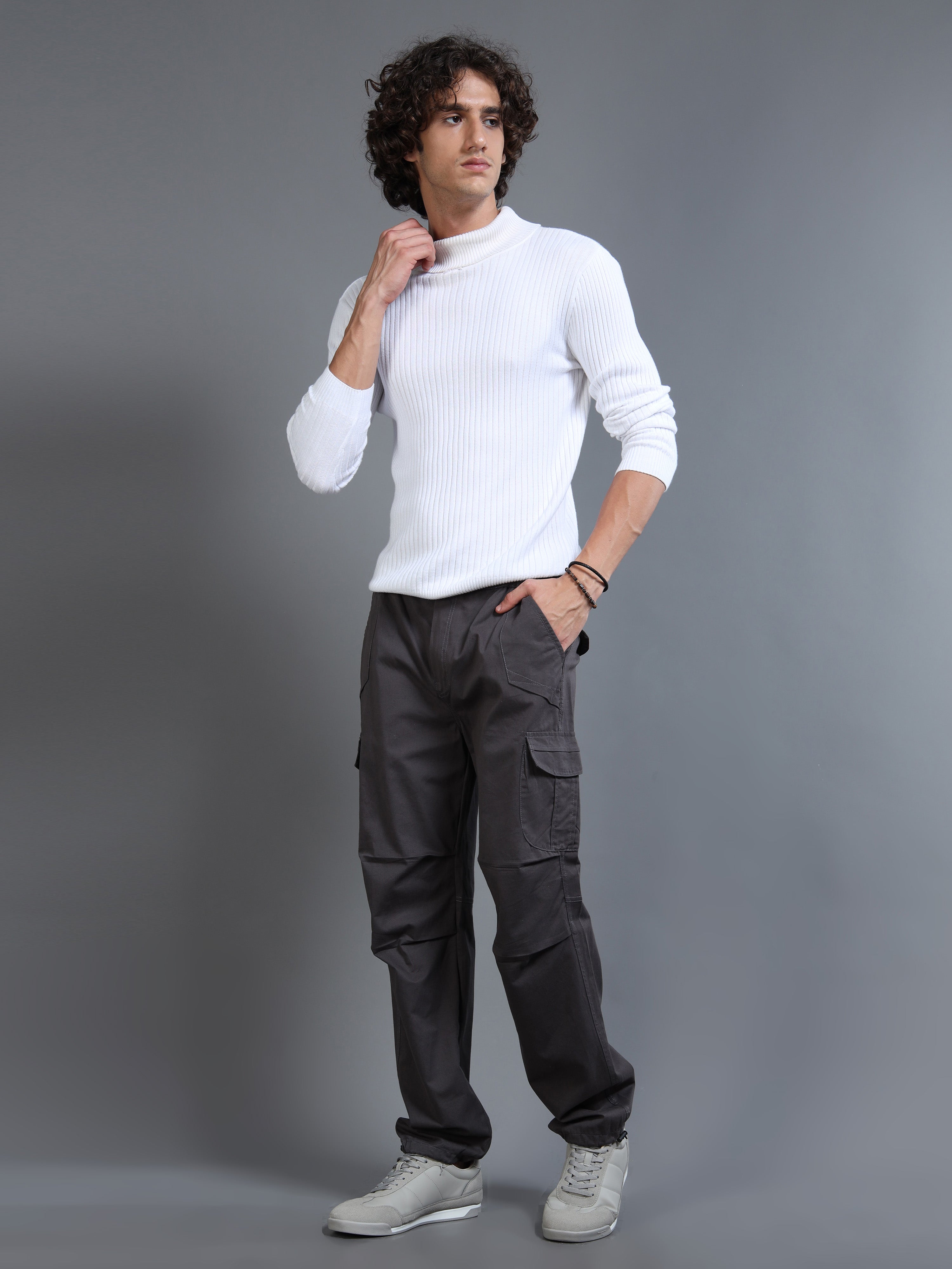 Men's Charcoal Grey Convertible Cargo Pants