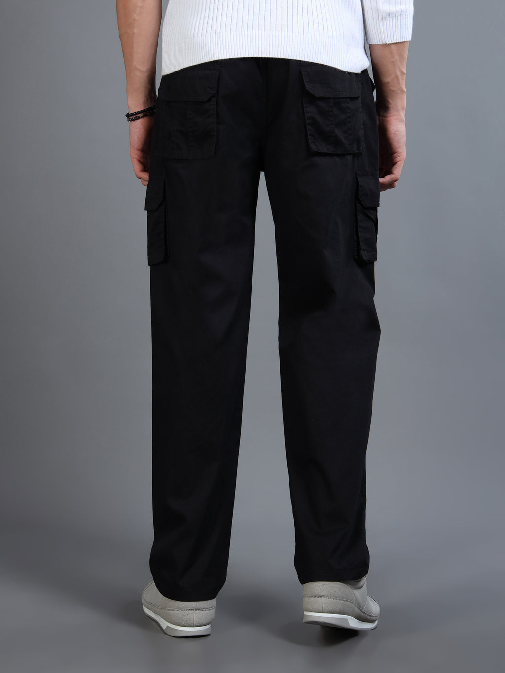 Men's Black Straight-Leg Cargo Pants
