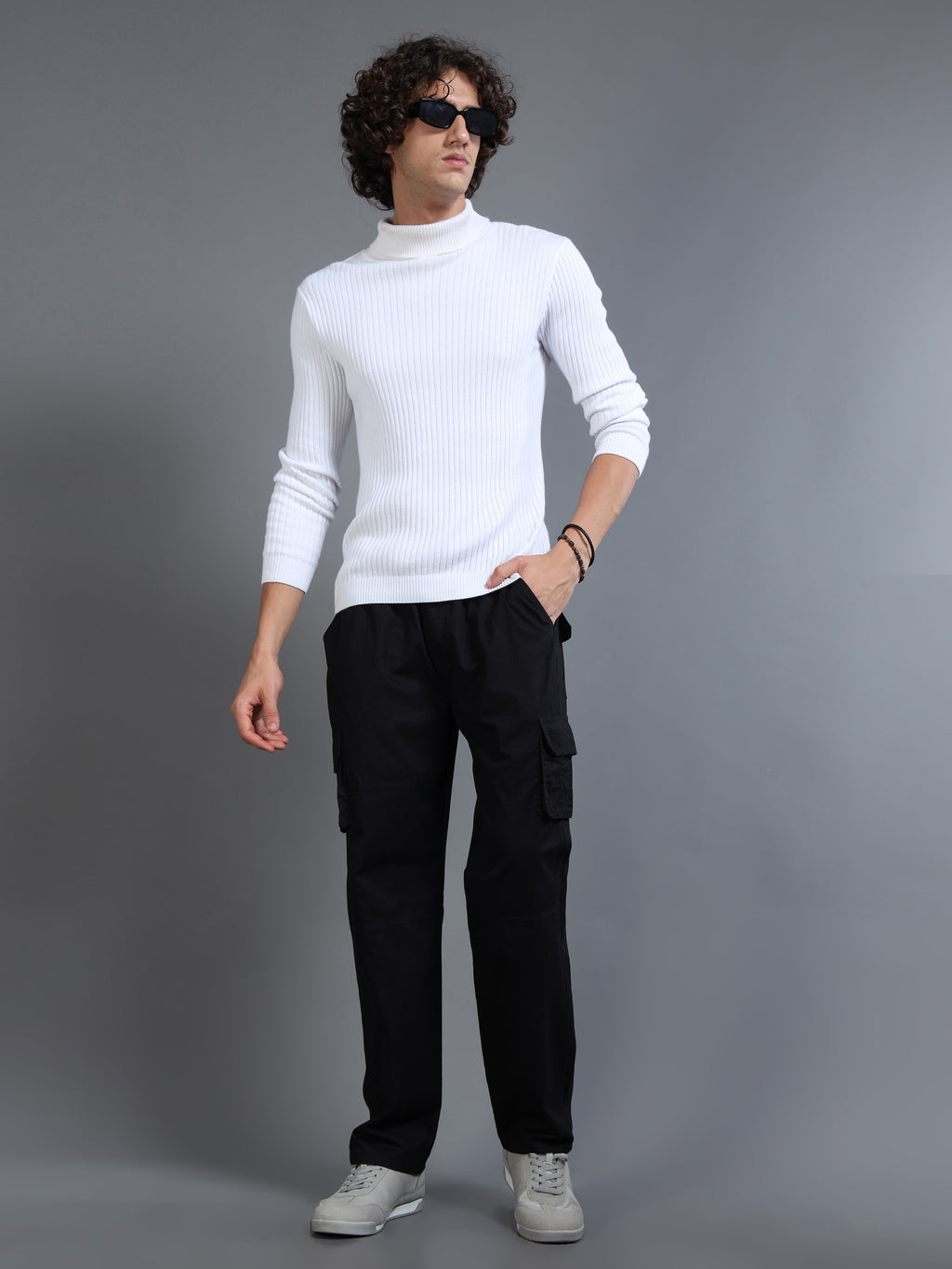 Men's Black Straight-Leg Cargo Pants