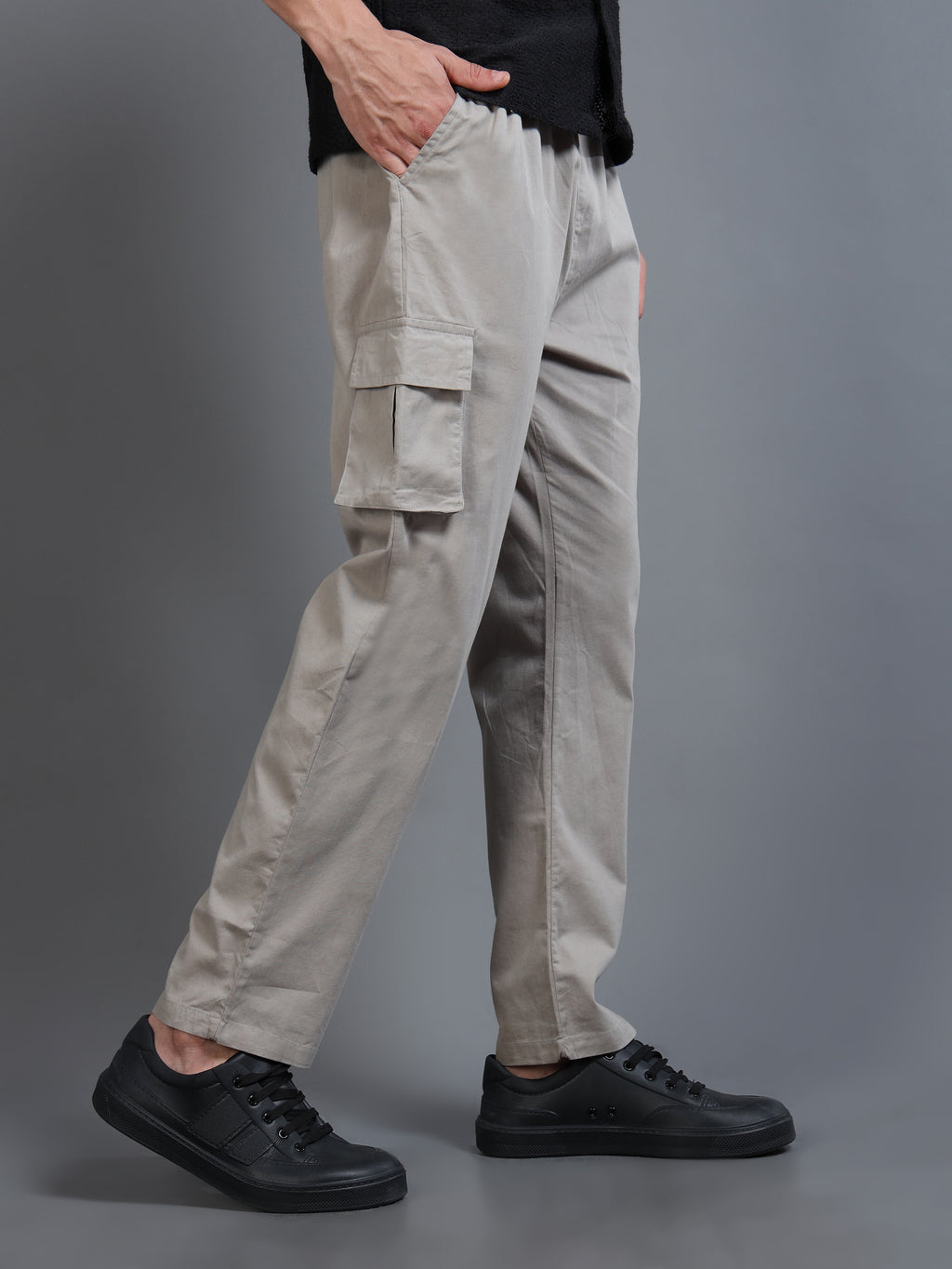 Men's Grey Rear Cargo Trousers