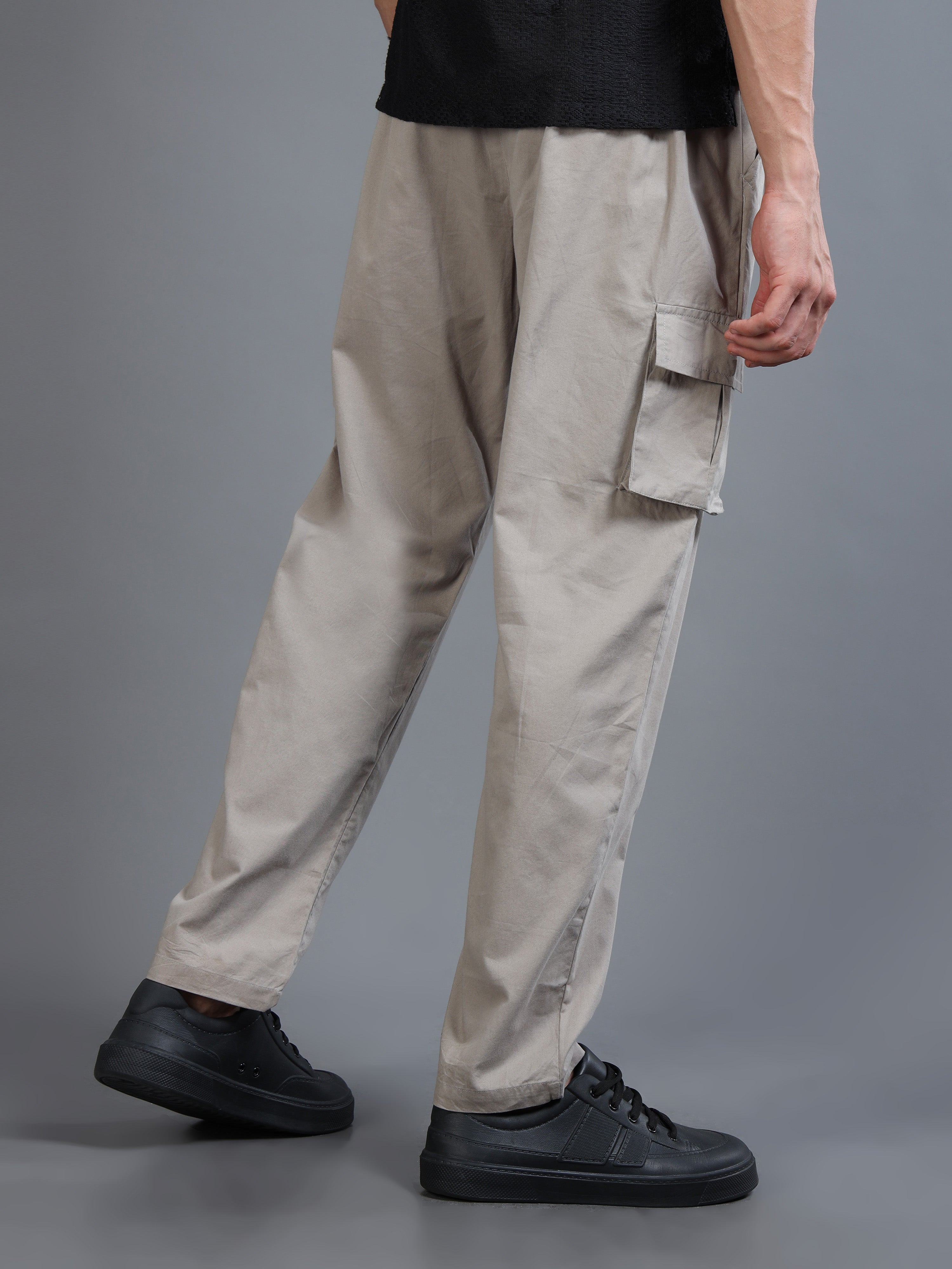 Men's Grey Rear Cargo Trousers