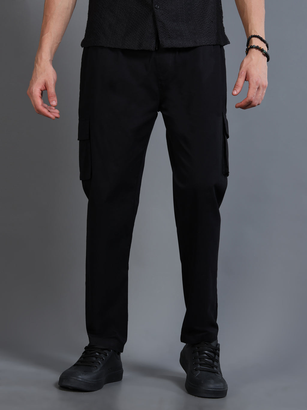 Men's Black Rear Cargo Trousers