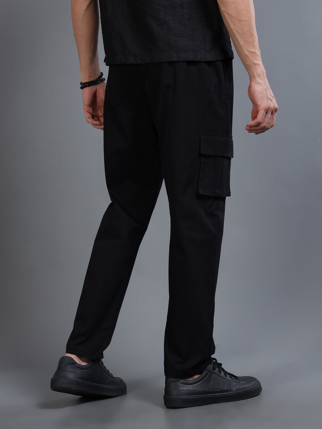 Men's Black Rear Cargo Trousers