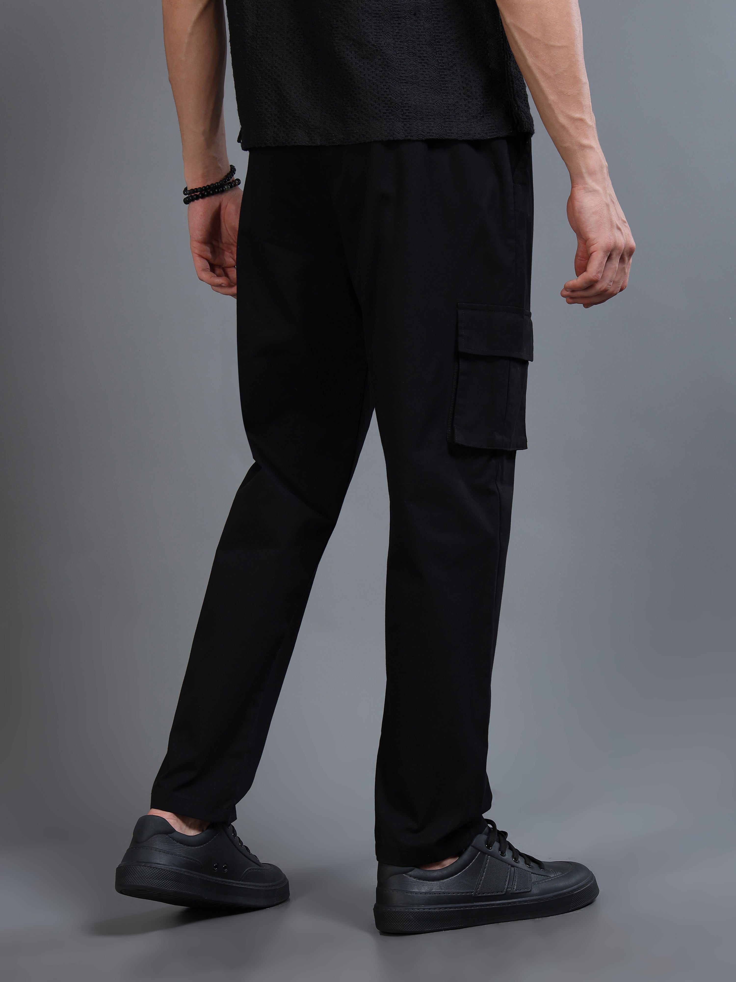 Men's Black Rear Cargo Trousers