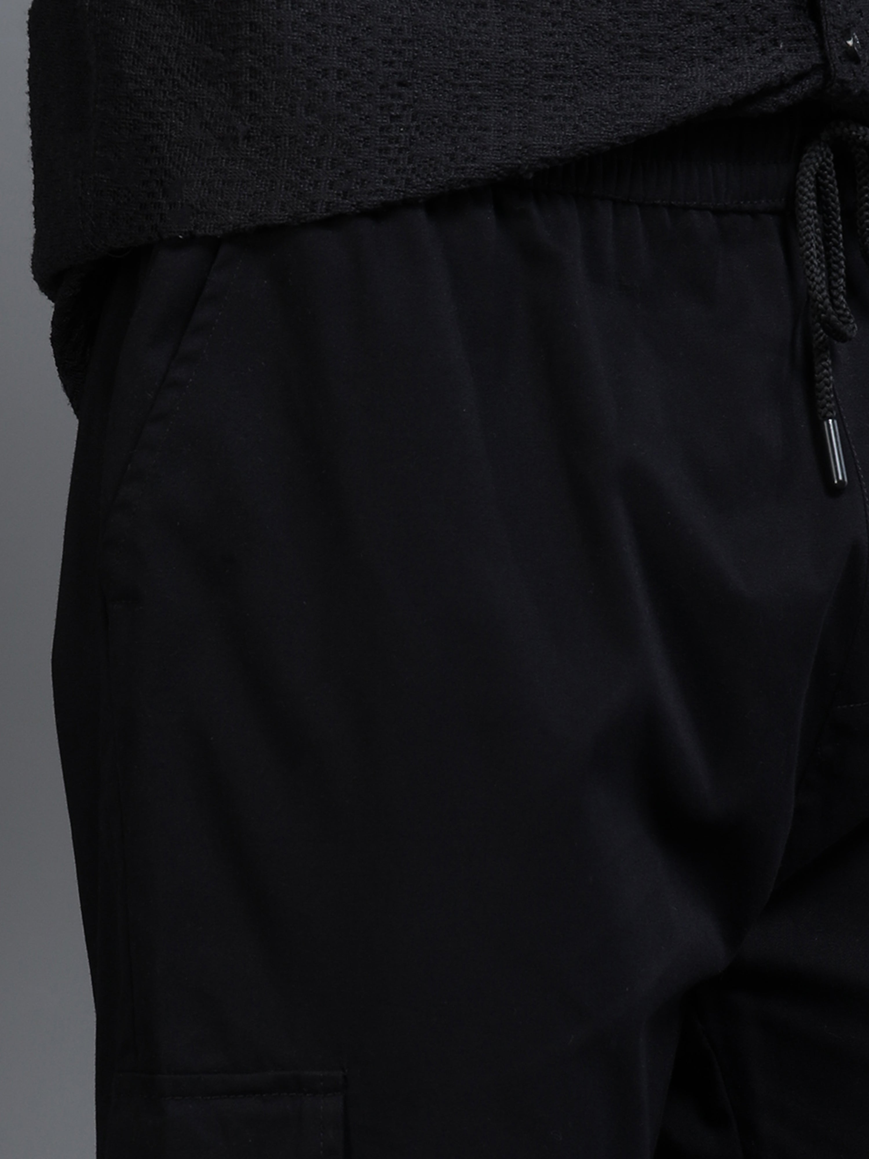 Men's Black Rear Cargo Trousers