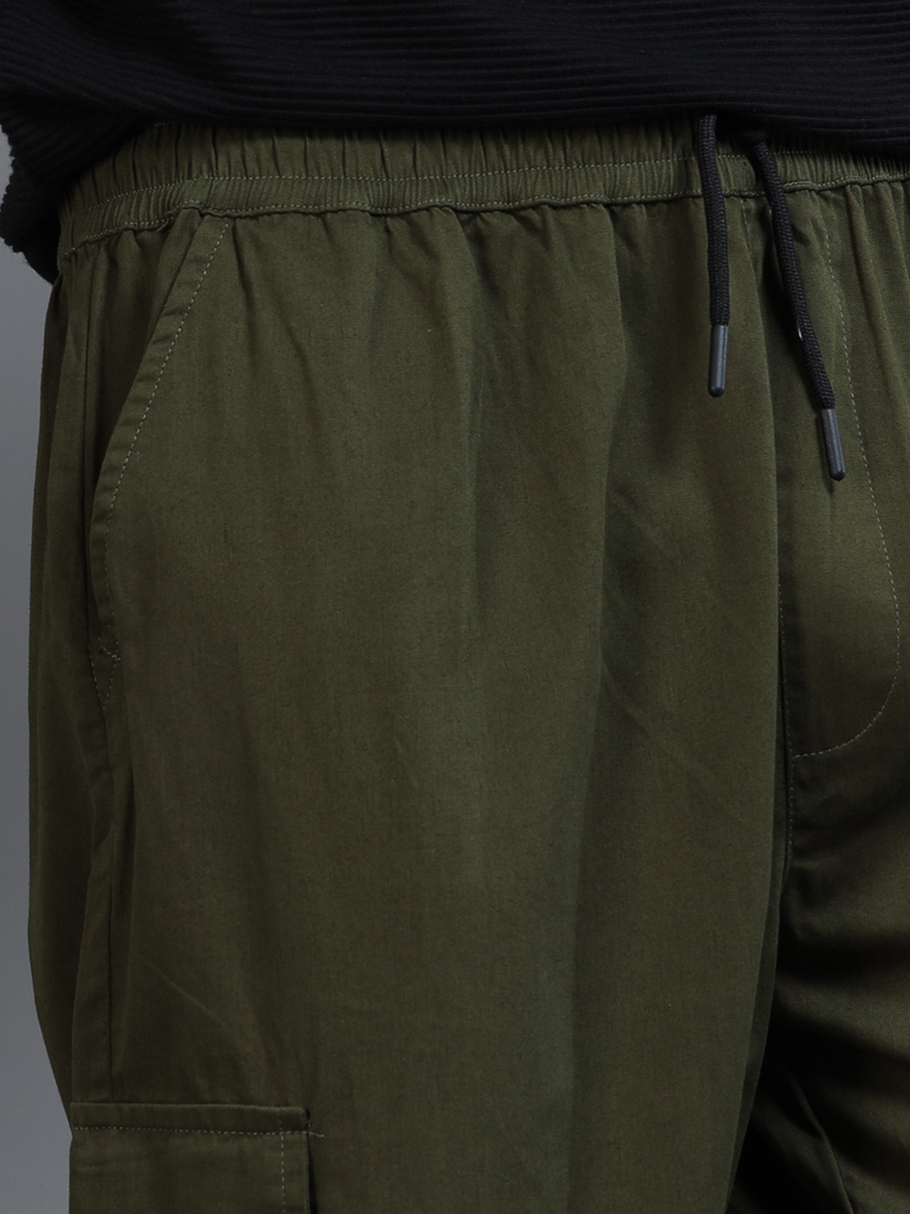 Men's Green Rear Cargo Trousers