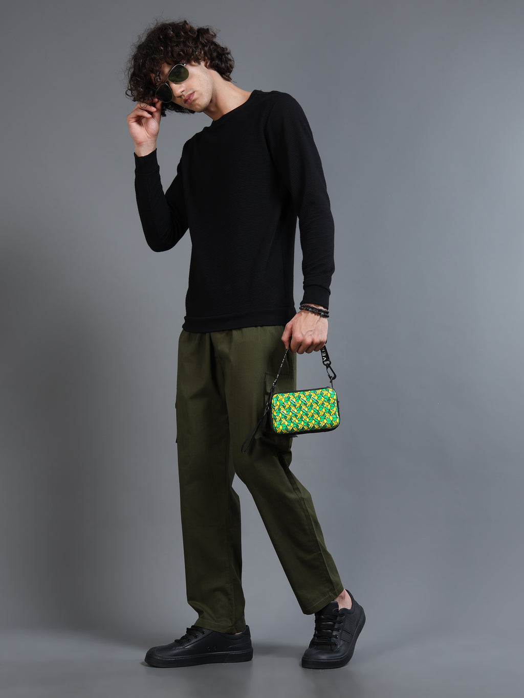 Men's Green Rear Cargo Trousers