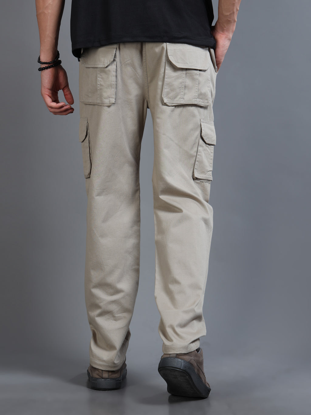 Men's Grey Straight-Leg Cargo Pants