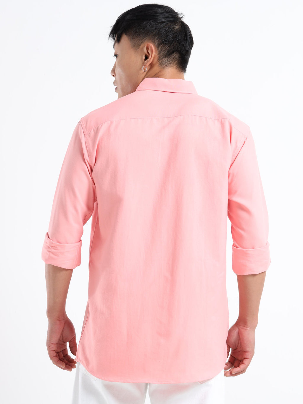 Light Pink Men Slim Fit Casual Solid Shirt