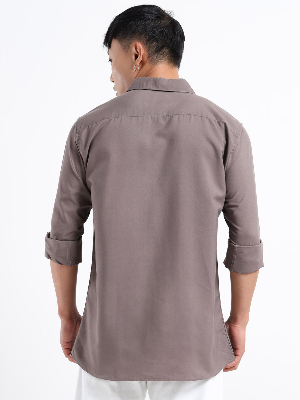 Grey Men Slim Fit Casual Solid Shirt