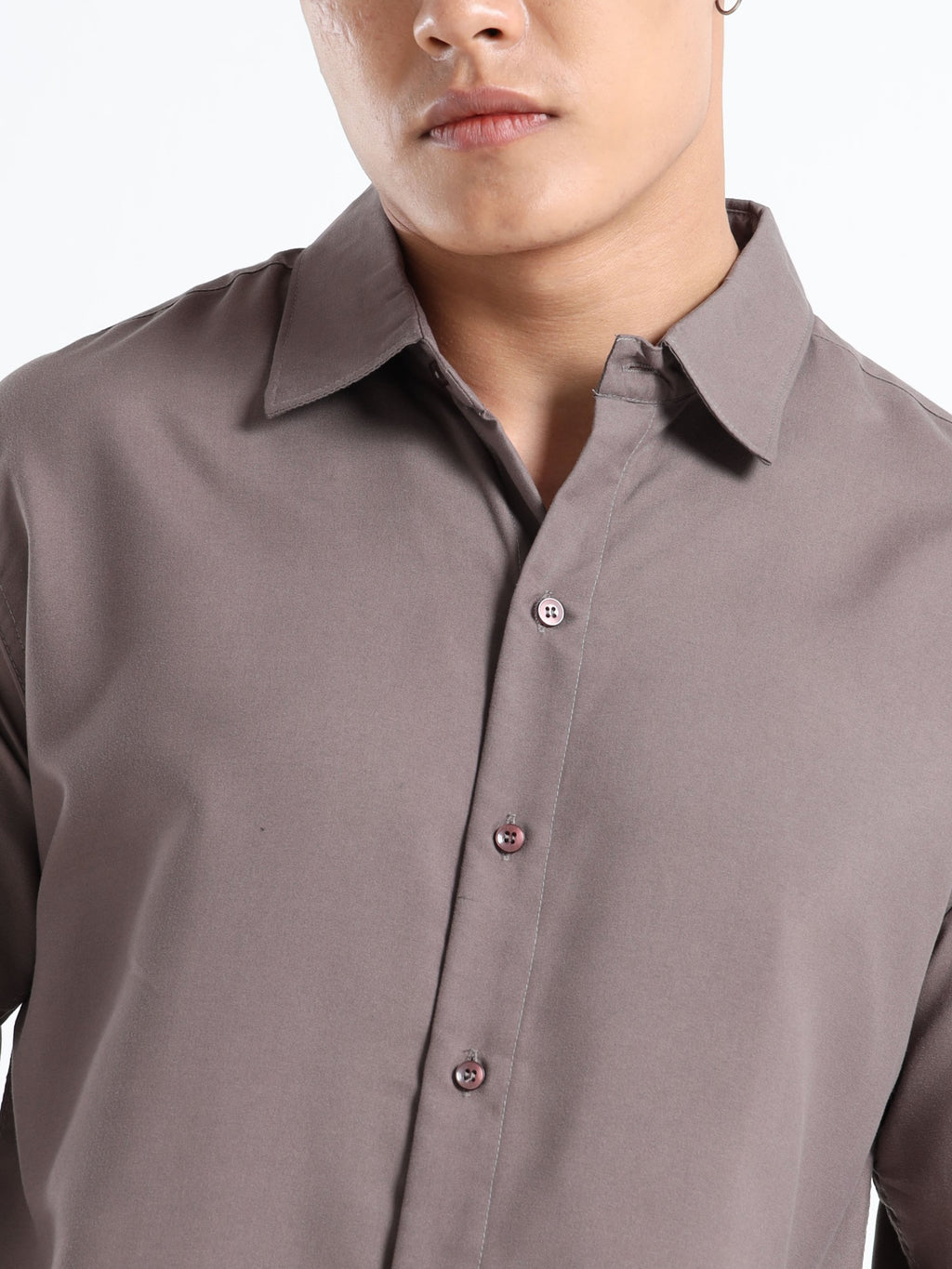 Grey Men Slim Fit Casual Solid Shirt