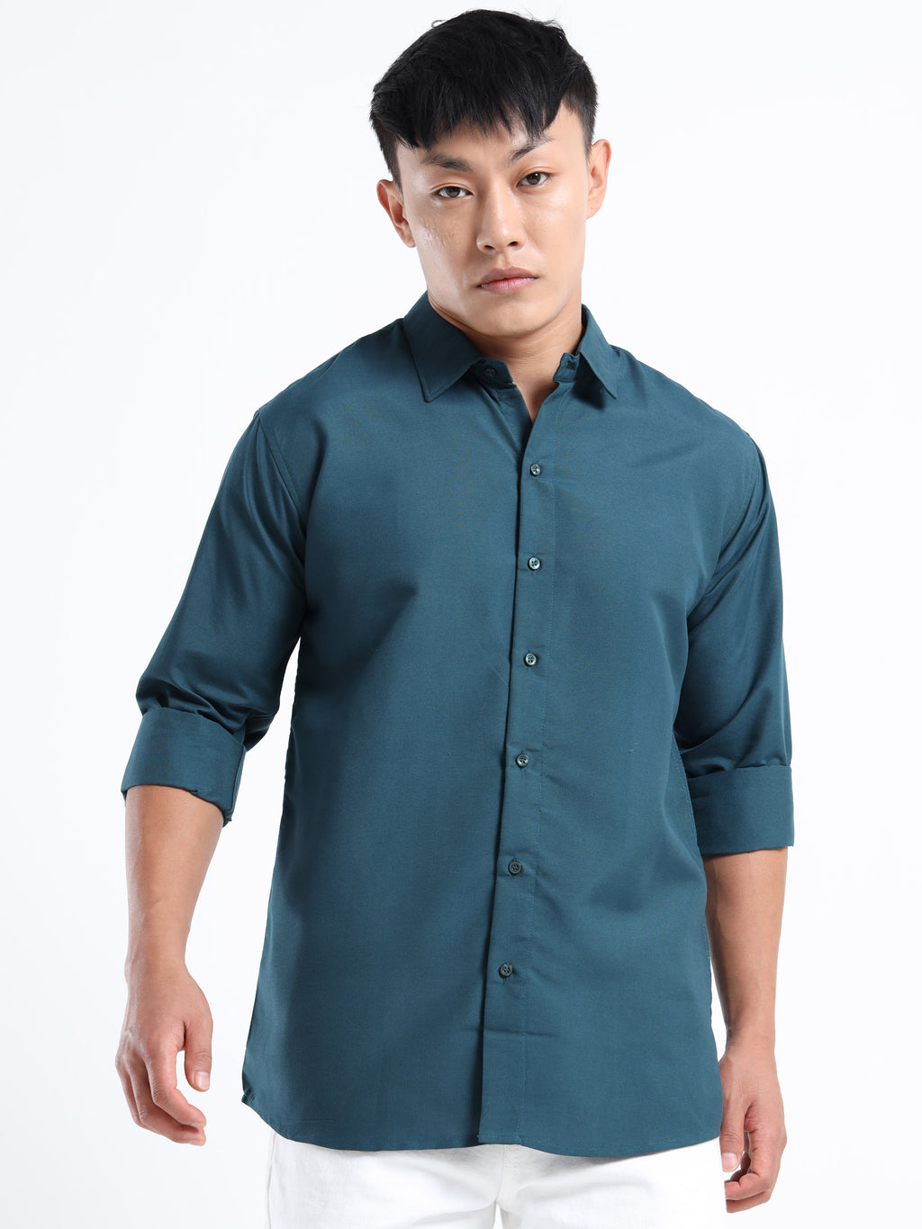 Royal Blue Men Slim Fit Casual Solid Shirt
