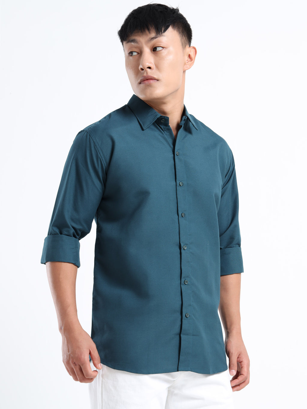 Royal Blue Men Slim Fit Casual Solid Shirt