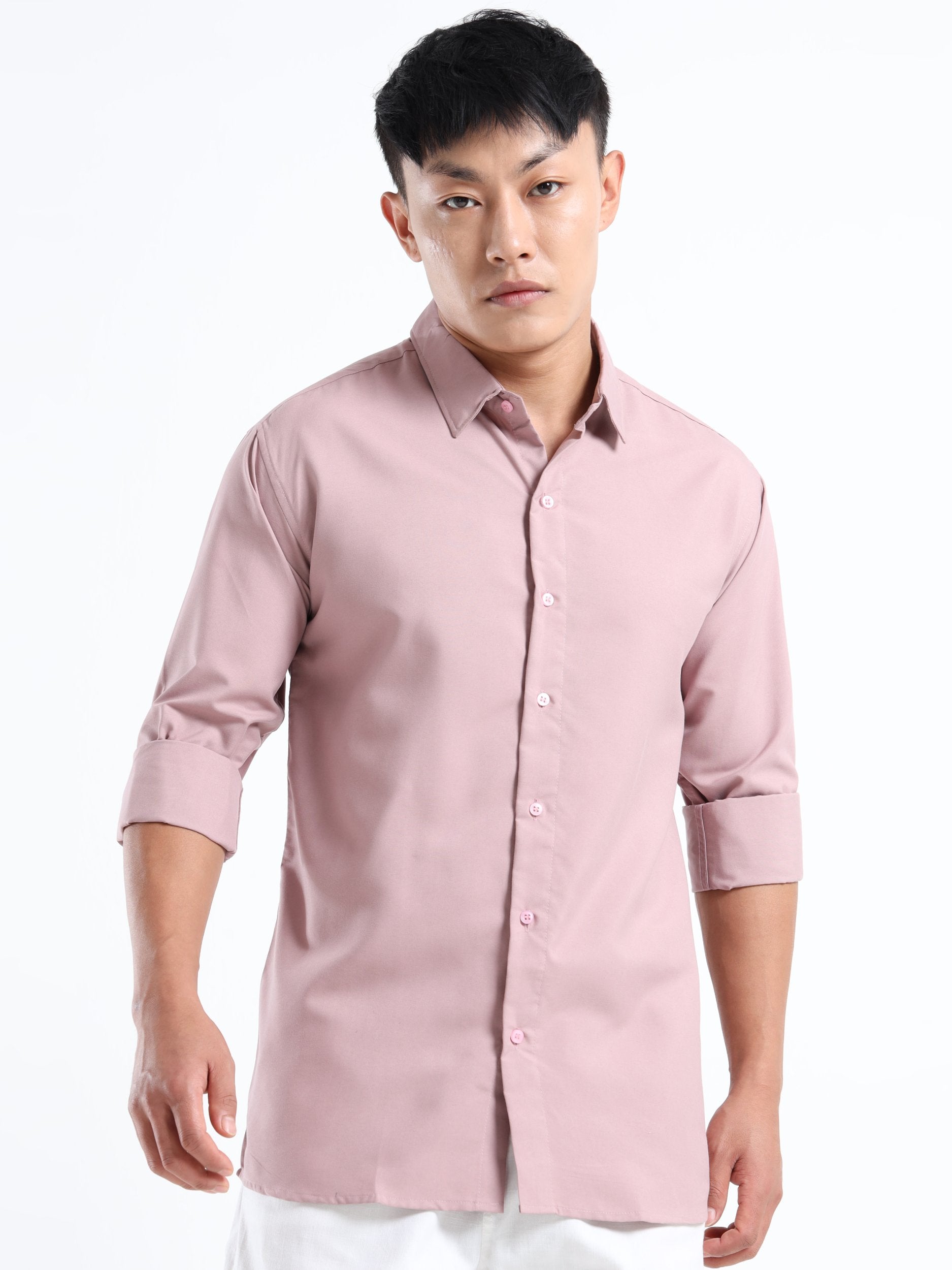 Light Purple Men Slim Fit Casual Solid Shirt