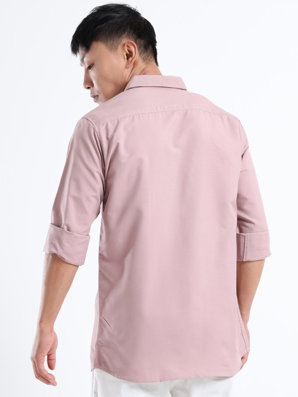 Light Purple Men Slim Fit Casual Solid Shirt