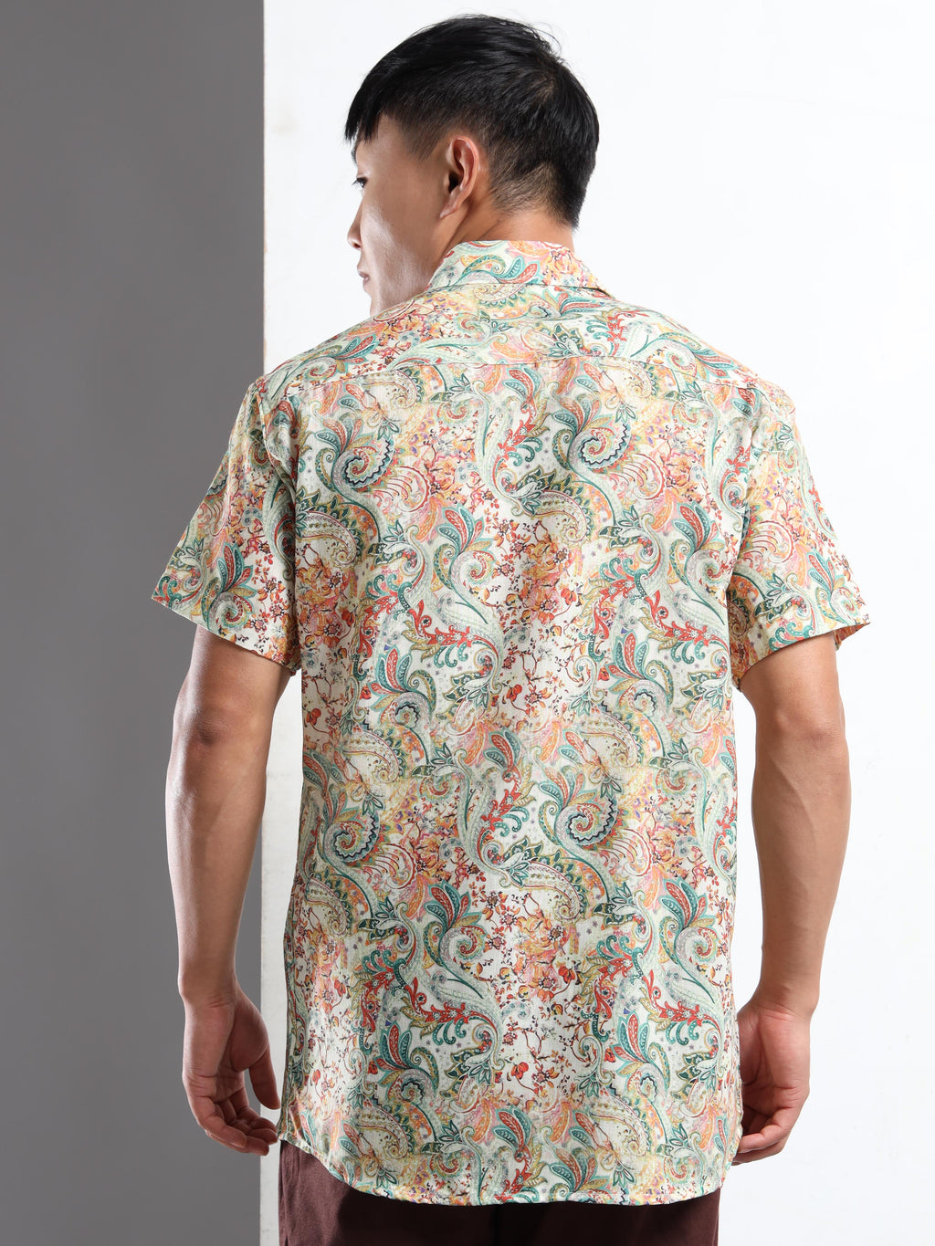 Men's Slim Fit Multi-Colour Pastel Paisley Printed Casual Shirt