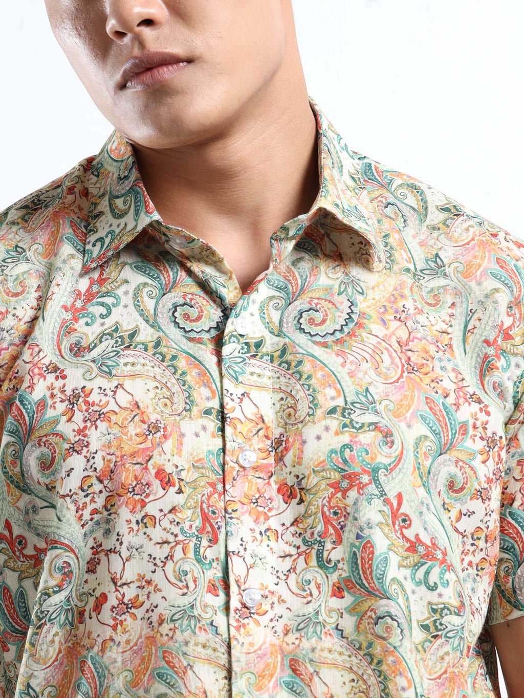 Men's Slim Fit Multi-Colour Pastel Paisley Printed Casual Shirt