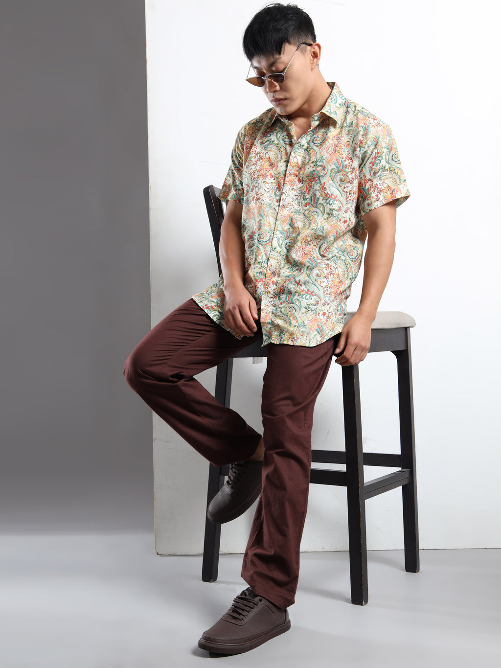 Men's Slim Fit Multi-Colour Pastel Paisley Printed Casual Shirt