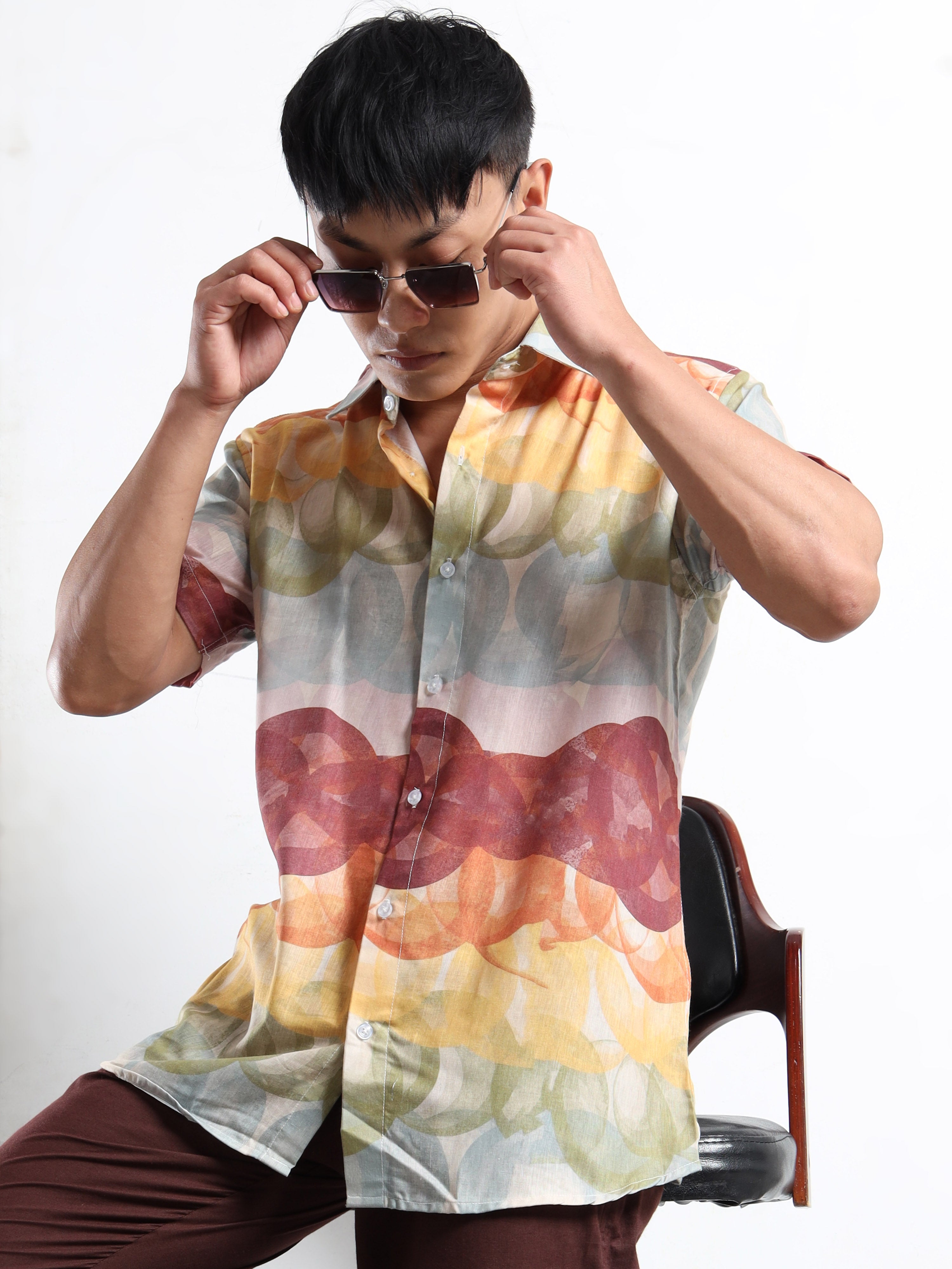 Men's Multi-Color Watercolor Bubble Short Sleeve Shirt