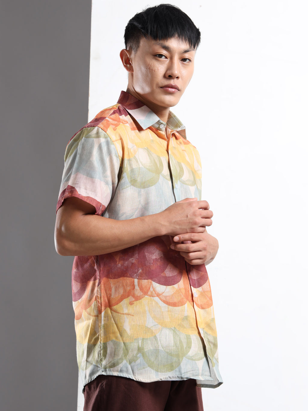 Men's Multi-Color Watercolor Bubble Short Sleeve Shirt