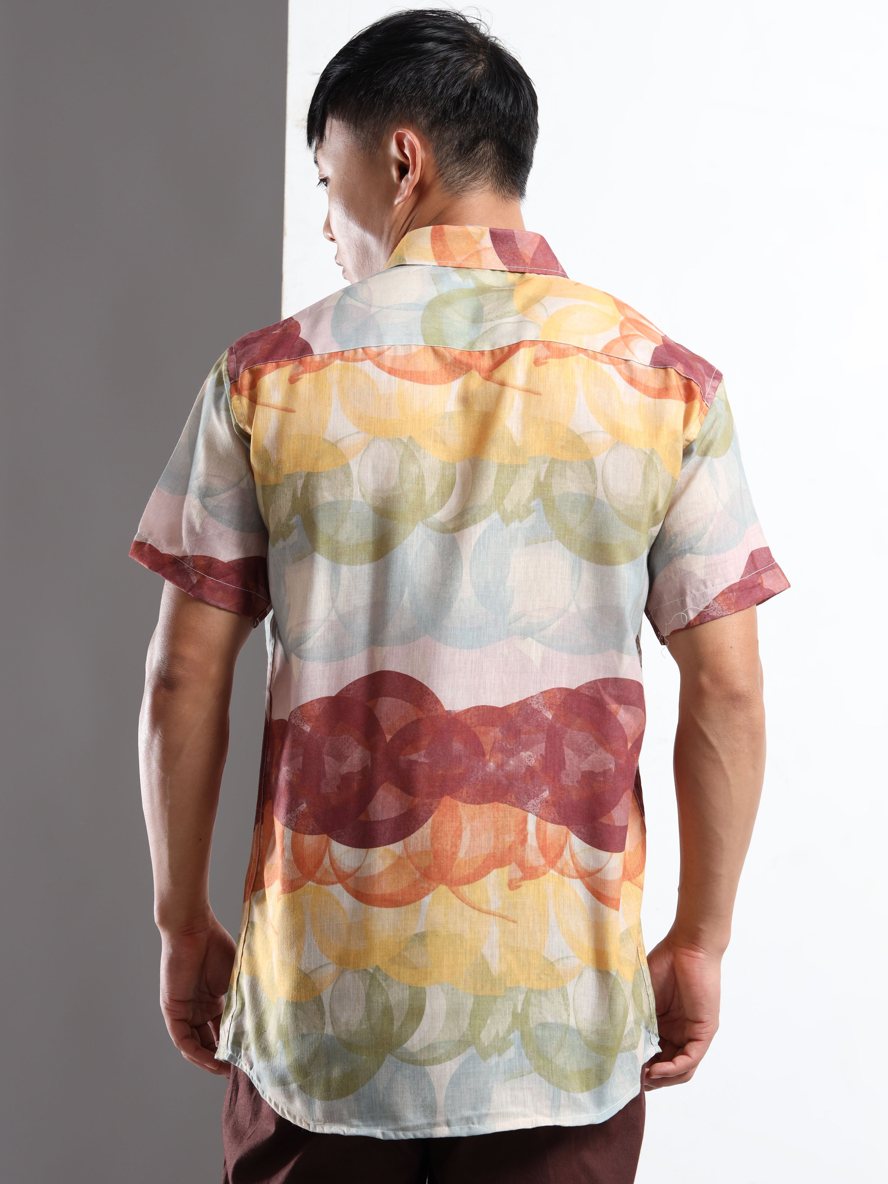 Men's Multi-Color Watercolor Bubble Short Sleeve Shirt