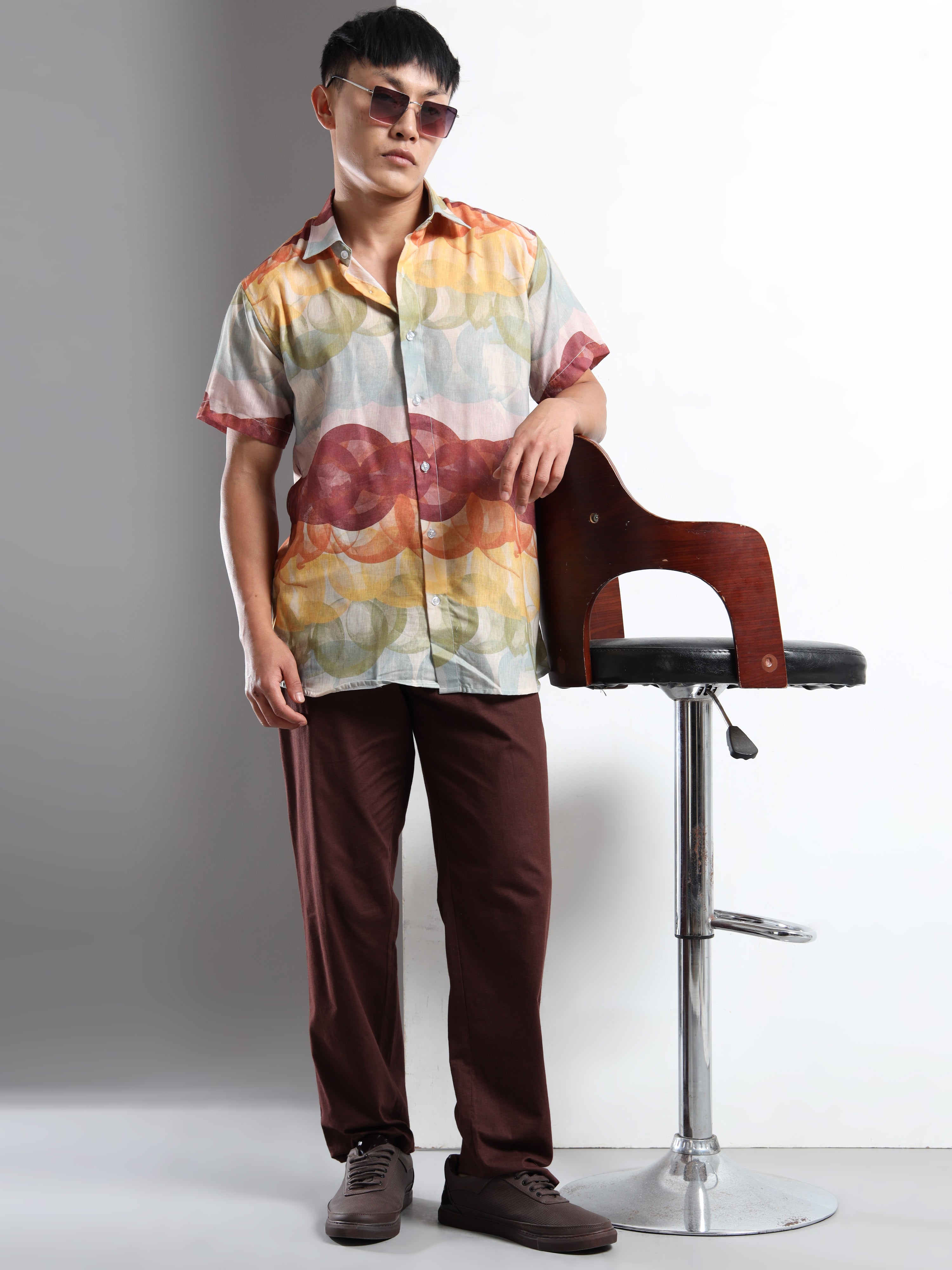 Men's Multi-Color Watercolor Bubble Short Sleeve Shirt