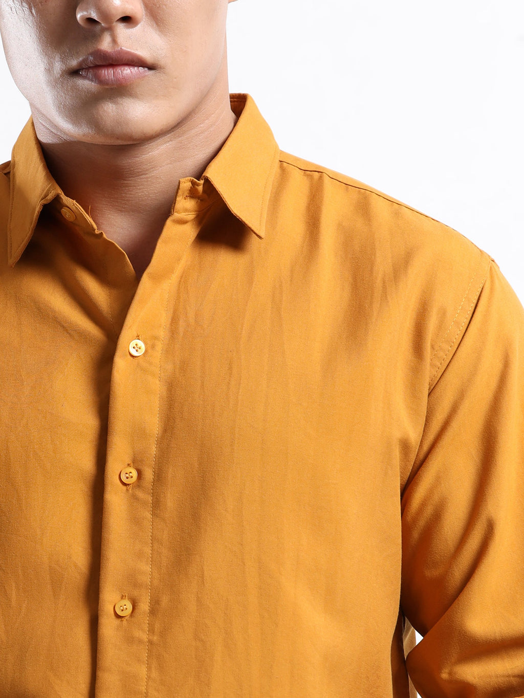 Mustard Men Slim Fit Casual Solid Shirt