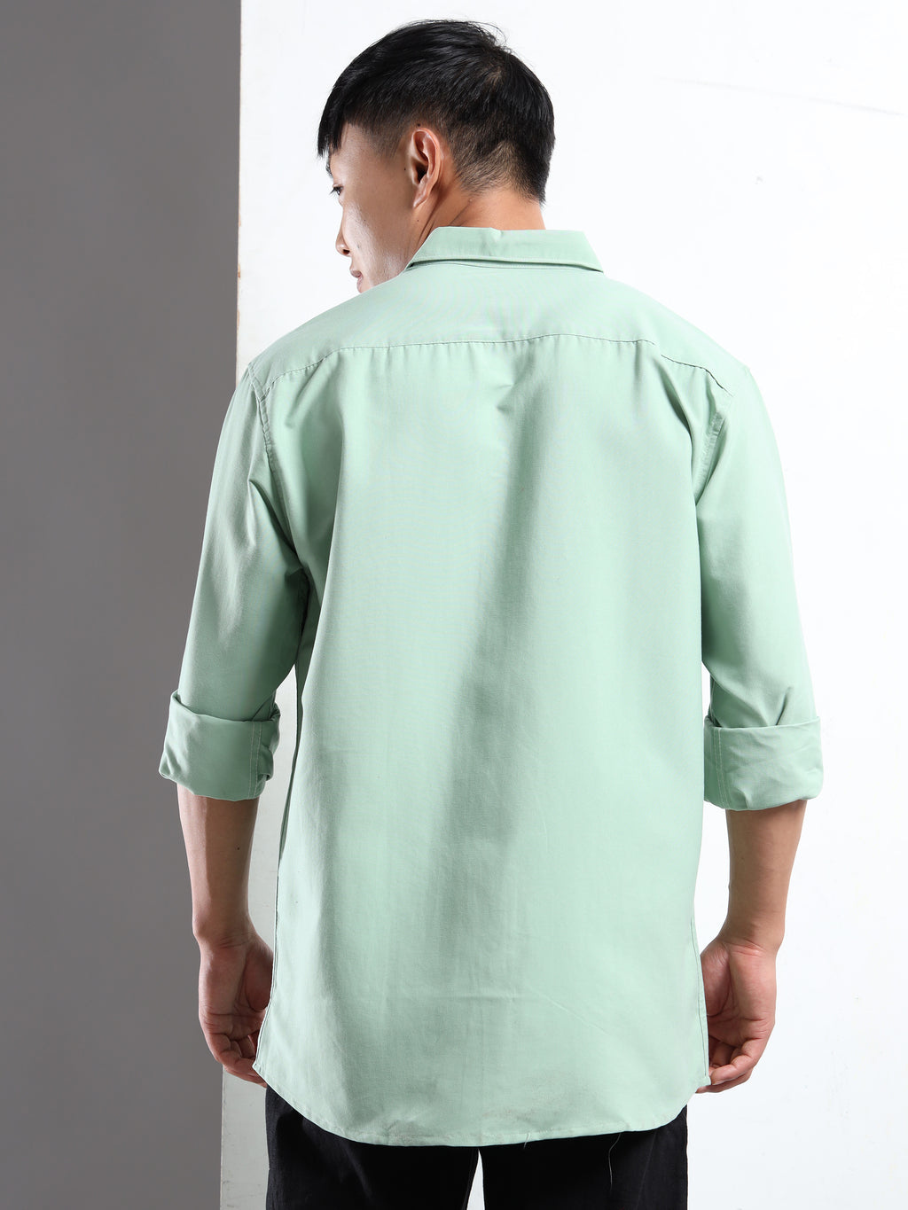 Mint Green Men Slim Fit Casual Solid Shirt