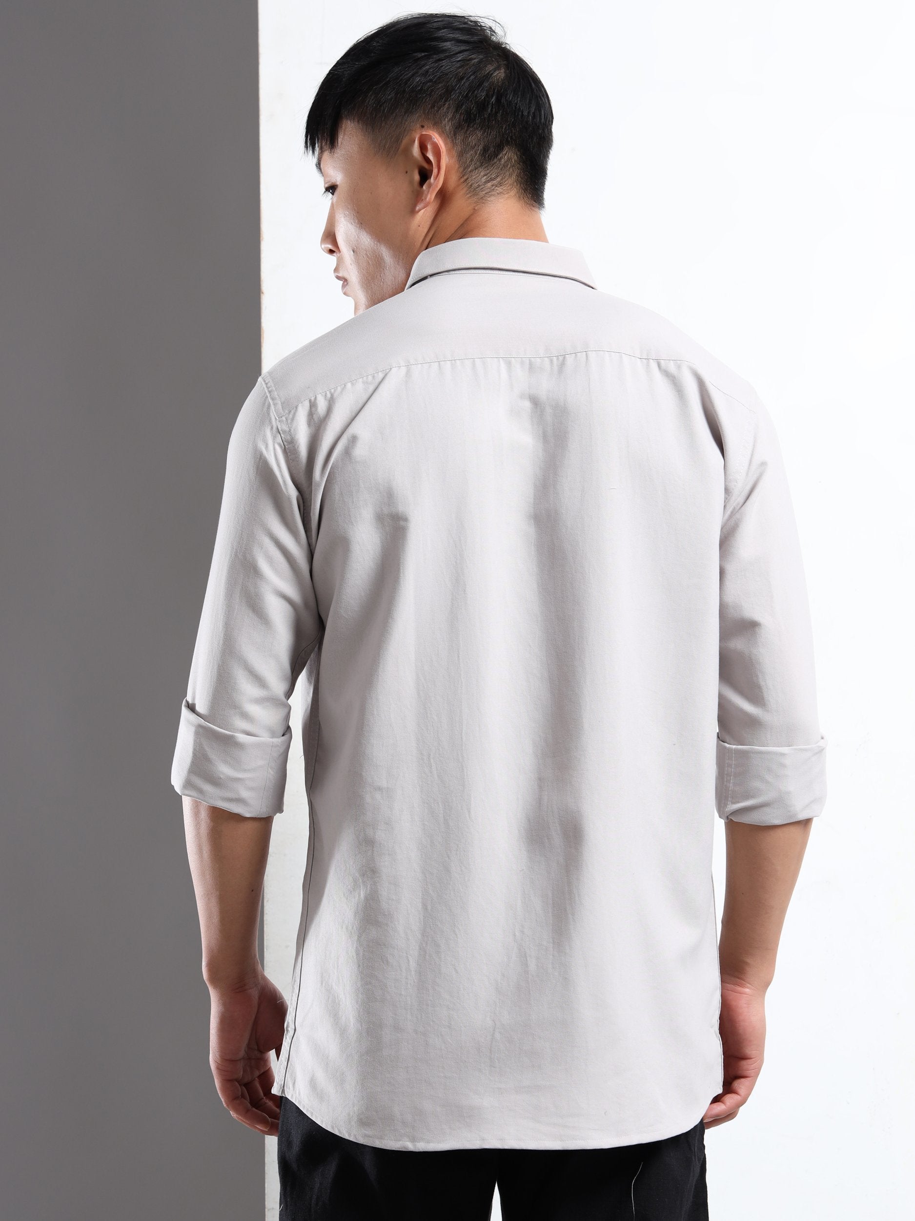 Charcoal Grey Men Slim Fit Casual Solid Shirt