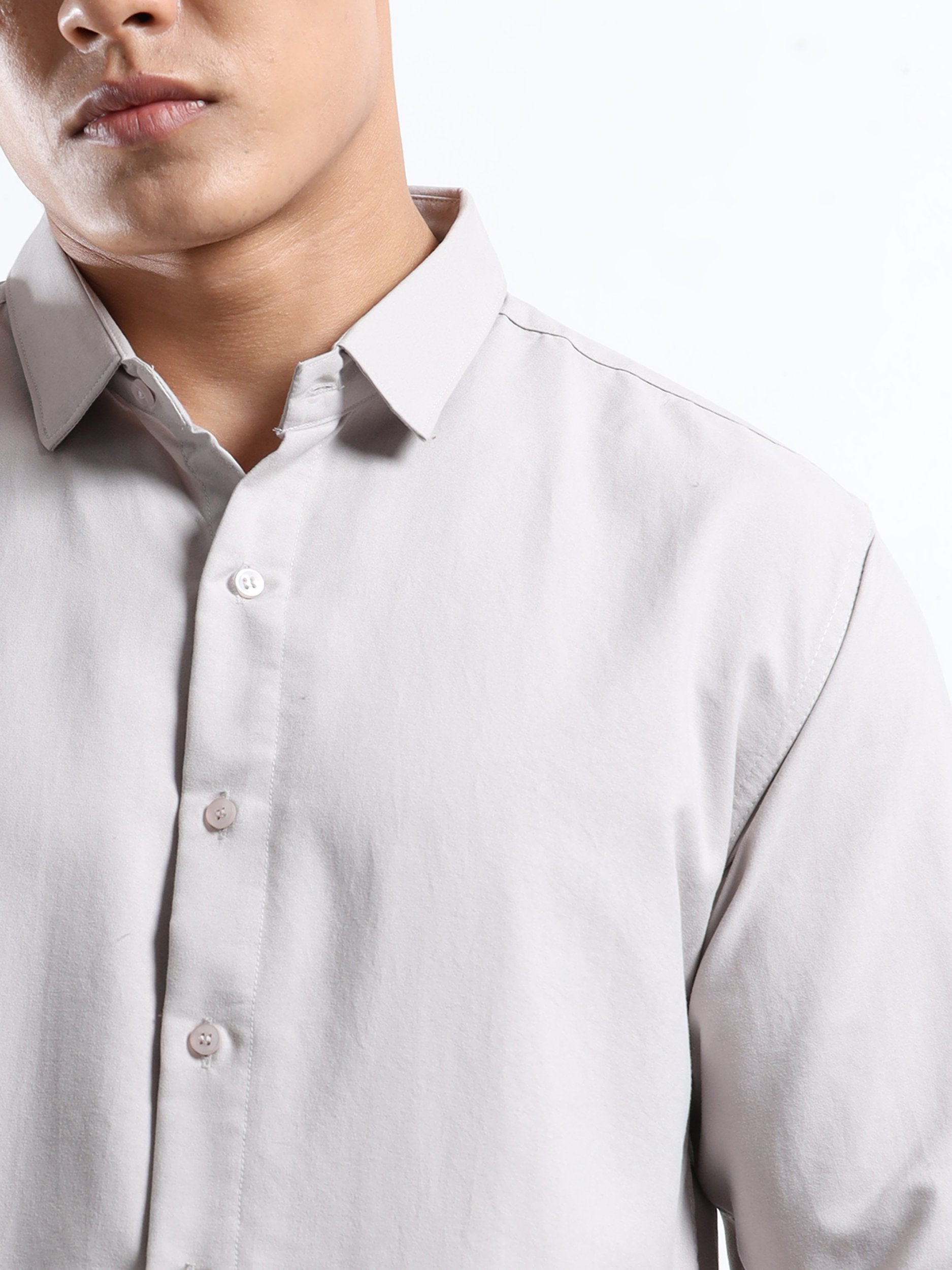 Charcoal Grey Men Slim Fit Casual Solid Shirt