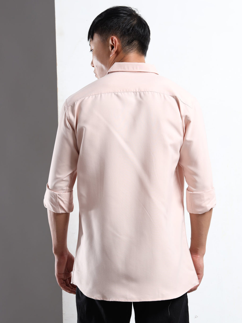 Peach Men Slim Fit Casual Solid Shirt