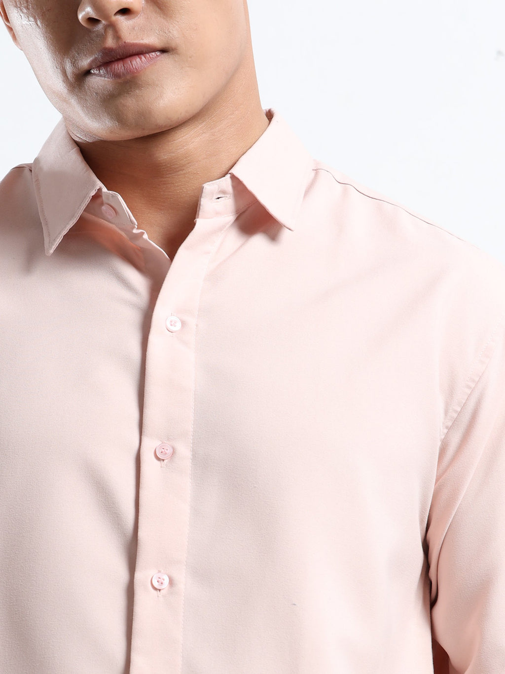 Peach Men Slim Fit Casual Solid Shirt