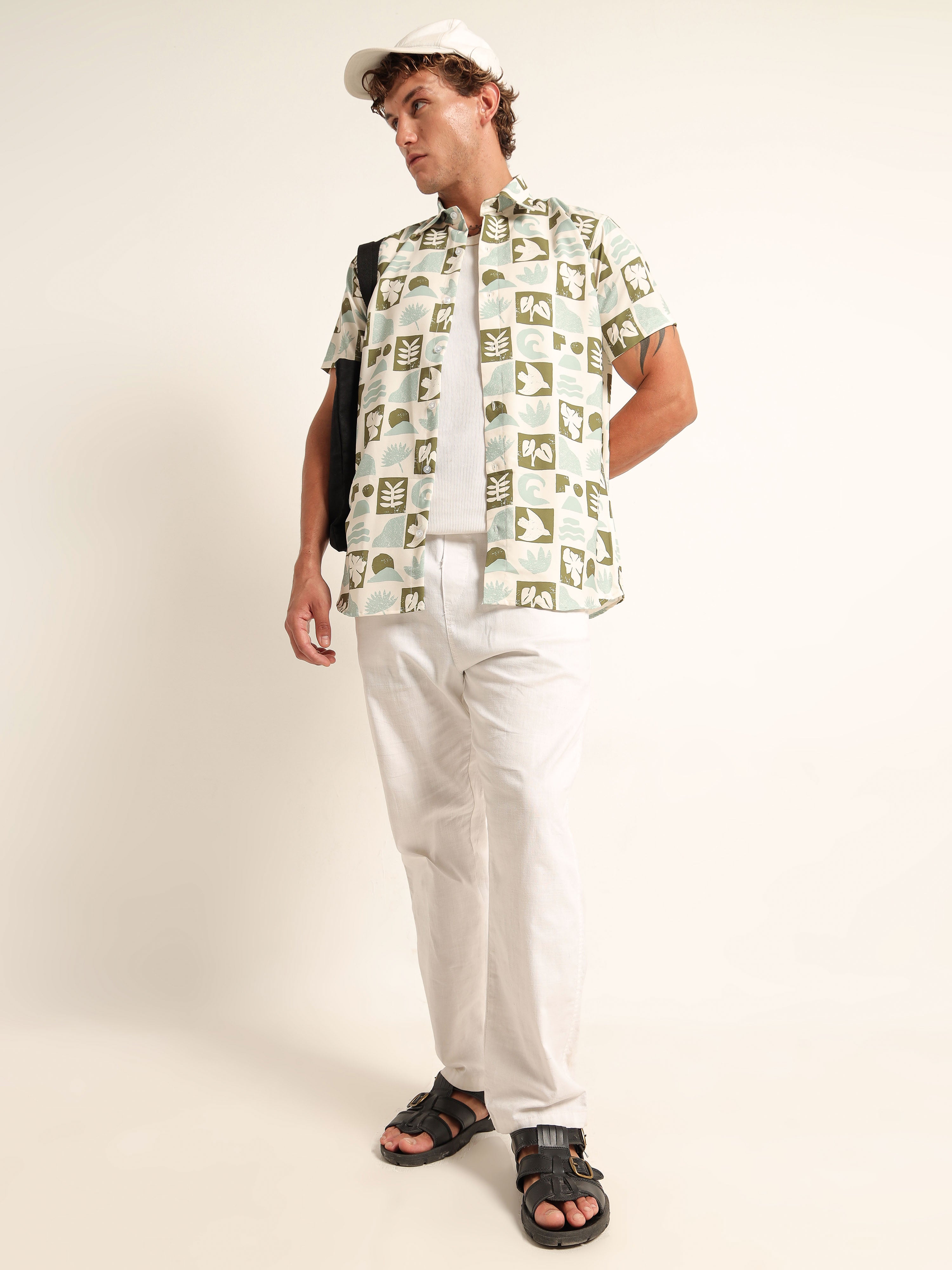 Off White Men Printed Casual Relaxed Fit Shirt