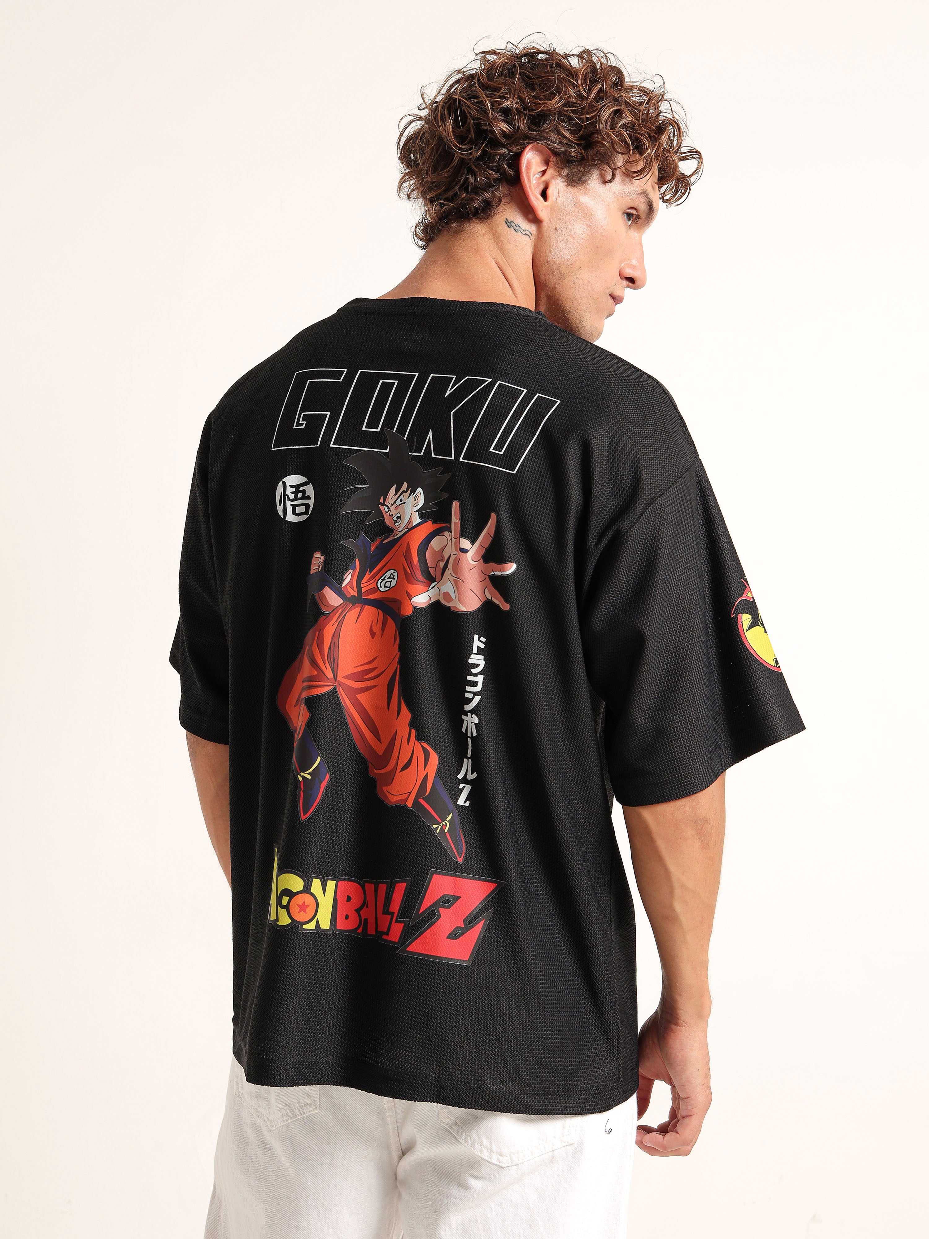Men Printed Drop-Shoulder Sleeves Applique Oversized T-shirt