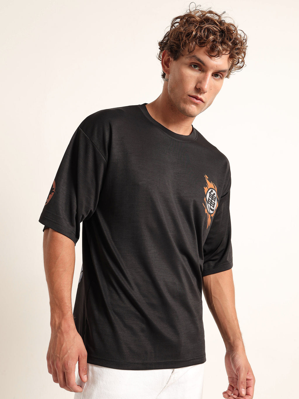 Men's Black Dragon Ball Z Goku Turtle School Oversized T-Shirt