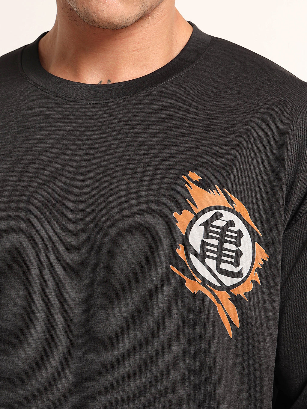 Men's Black Dragon Ball Z Goku Turtle School Oversized T-Shirt