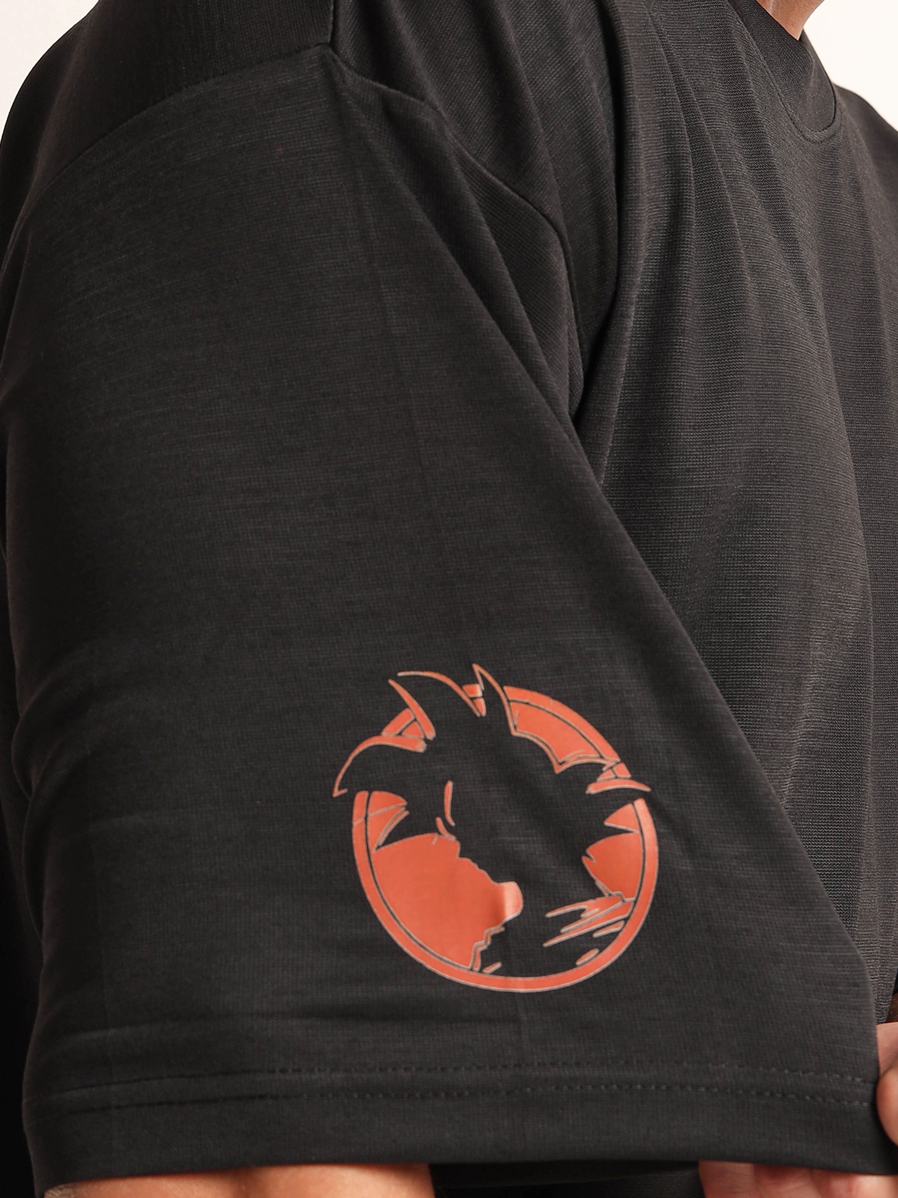 Men's Black Dragon Ball Z Goku Turtle School Oversized T-Shirt