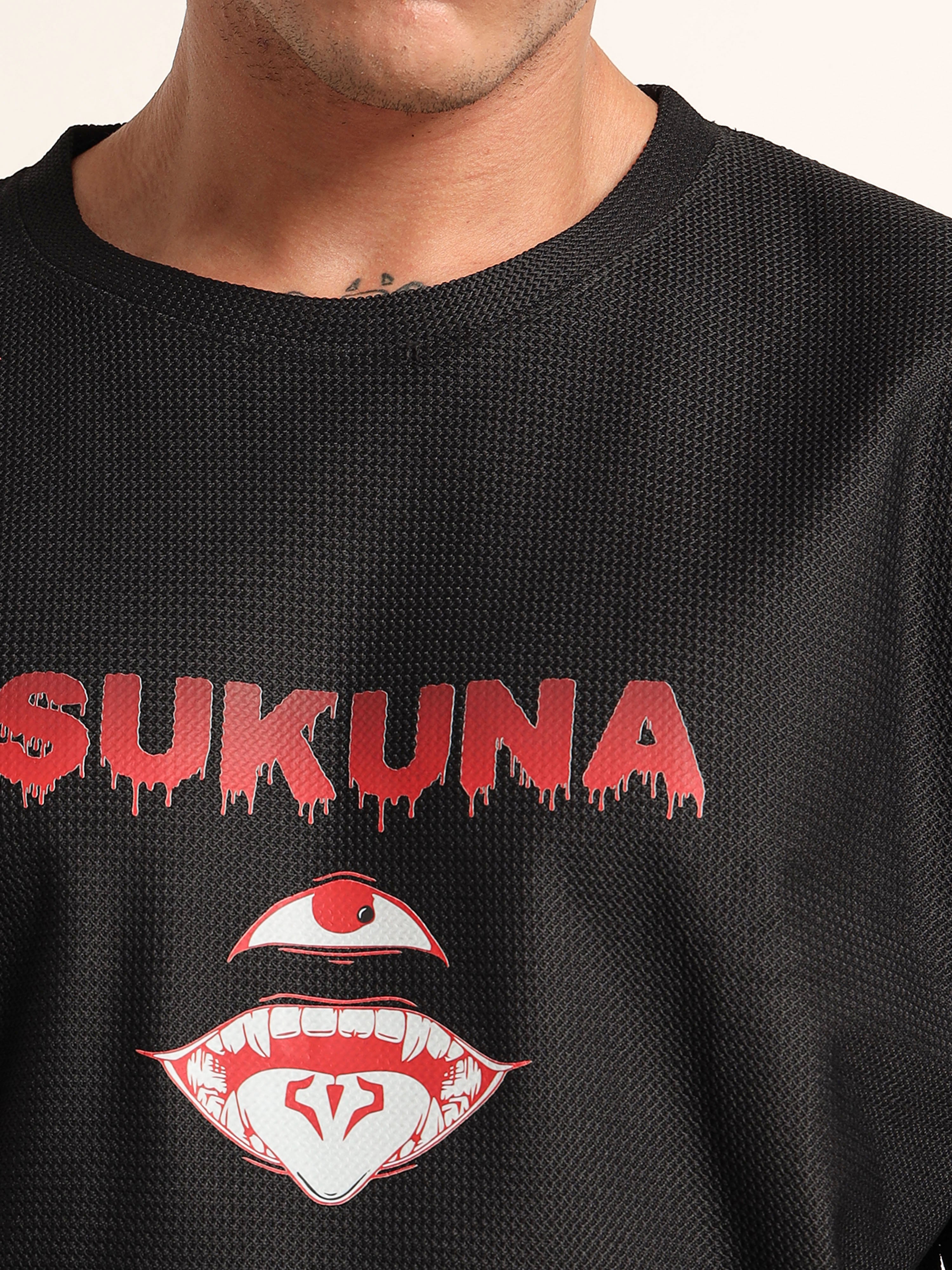 Men Printed Drop-Shoulder Sleeves Applique T-shirt