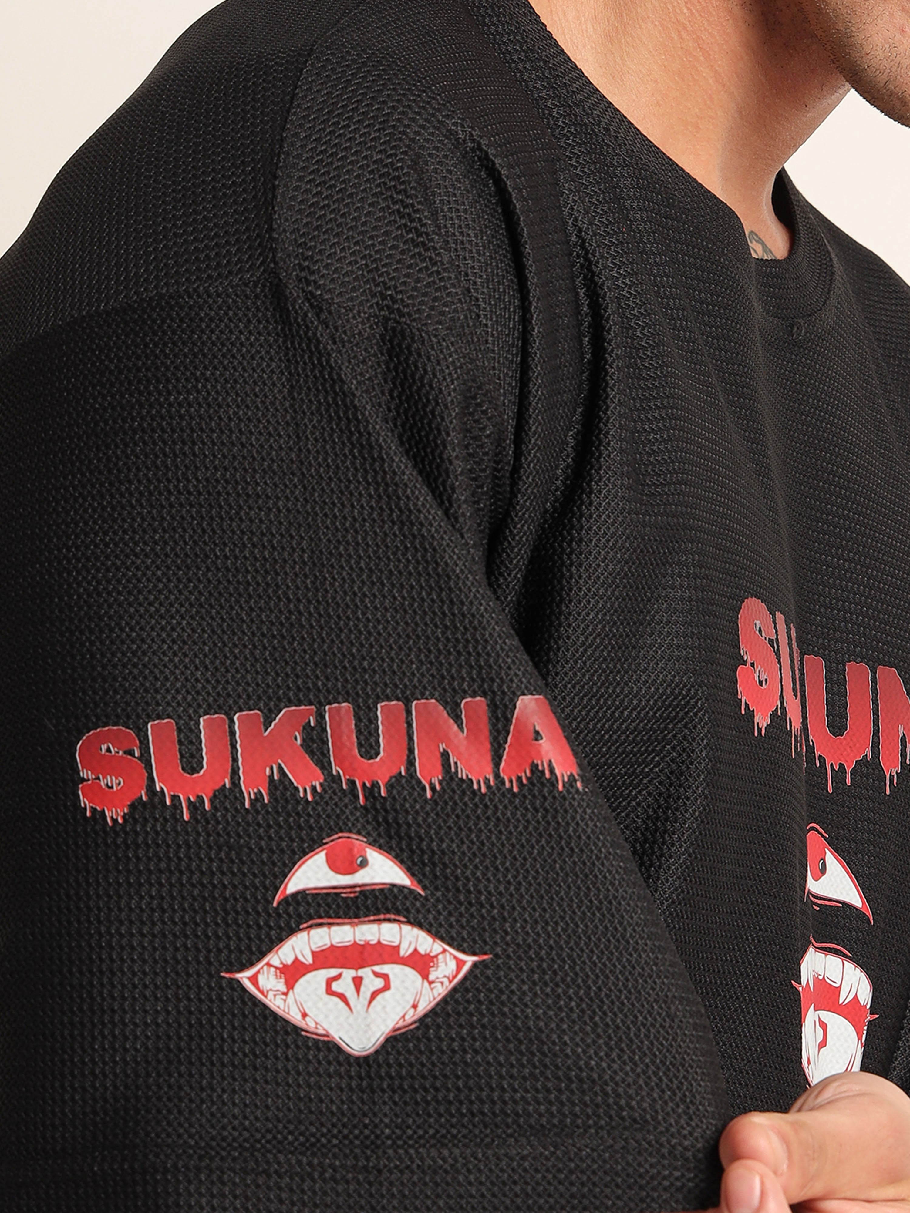 Men Printed Drop-Shoulder Sleeves Applique T-shirt