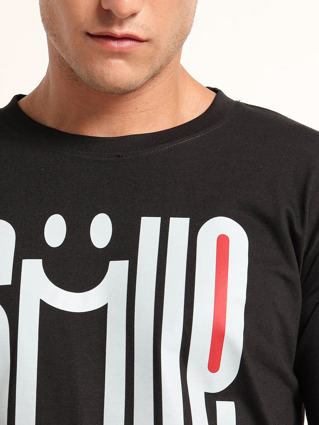 Men's Black and White Smile Graphic T-Shirt