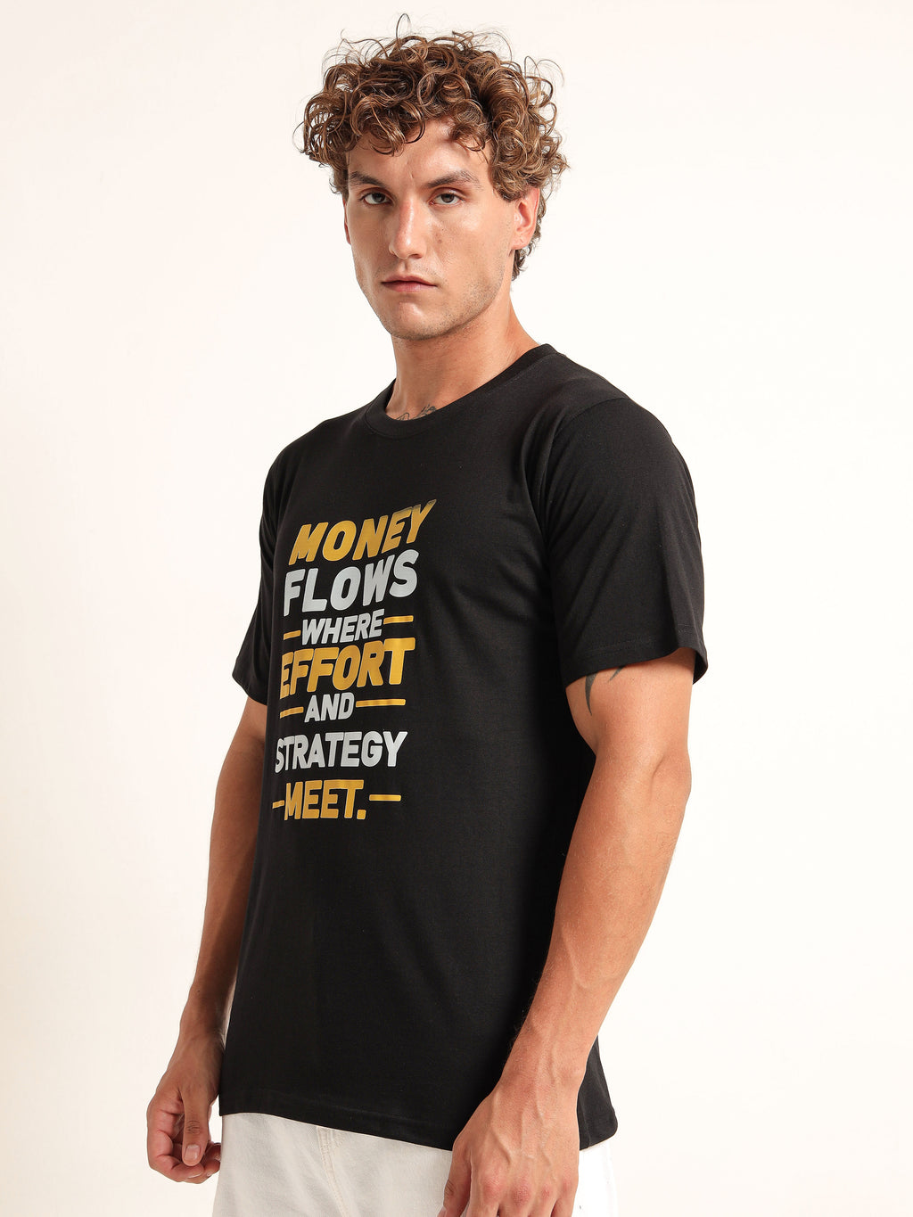 Men's Black and Yellow Money Flows Graphic T-Shirt